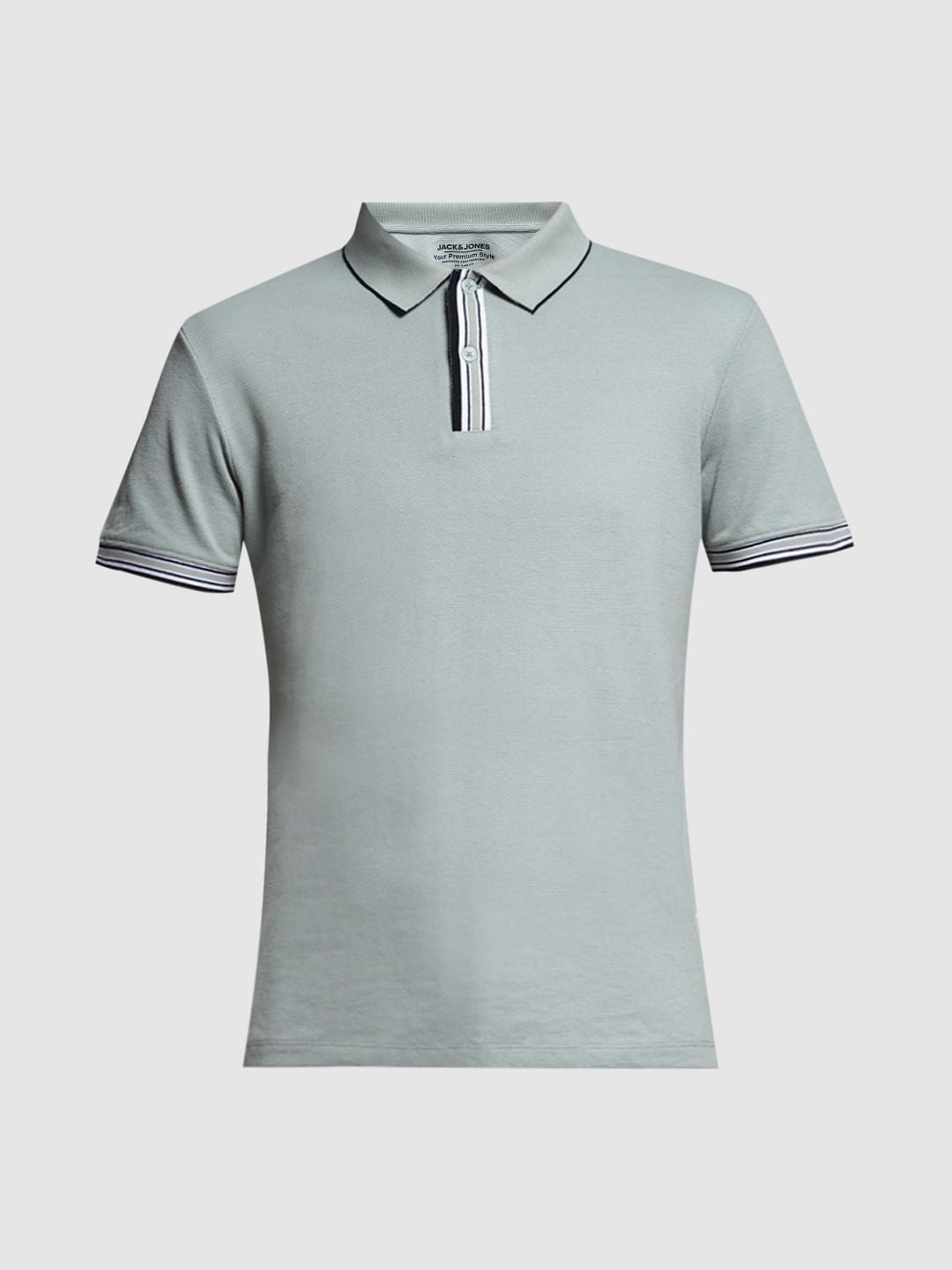 Light Green Knitted Cotton Polo