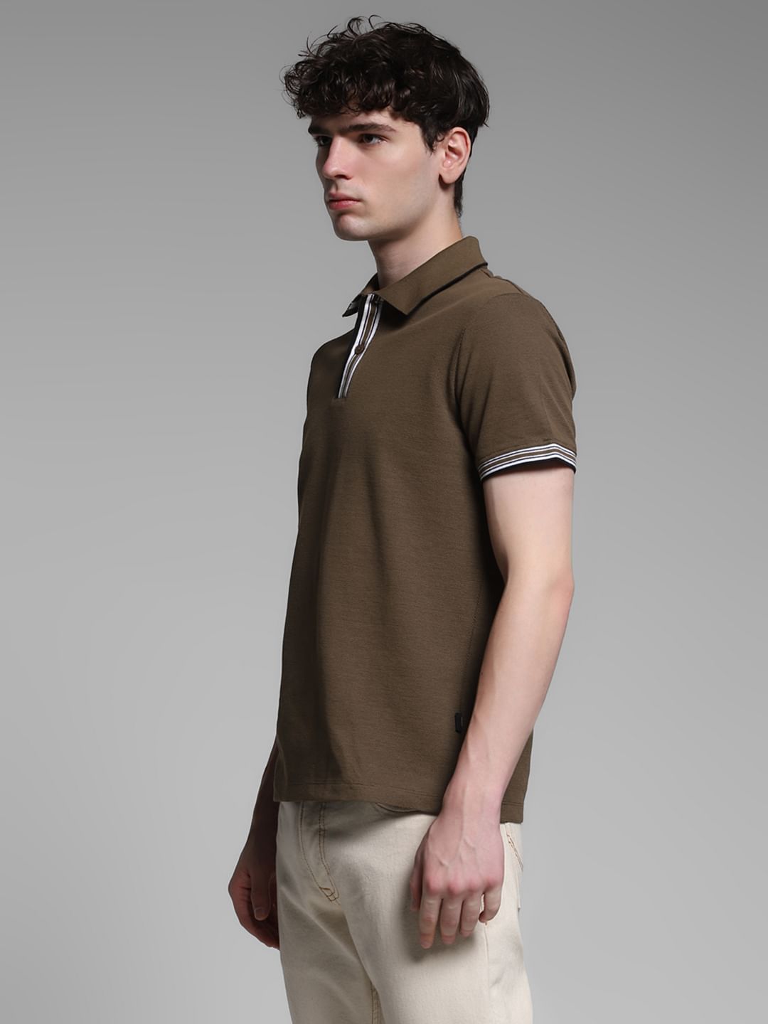 Dark Brown Knitted Cotton Polo