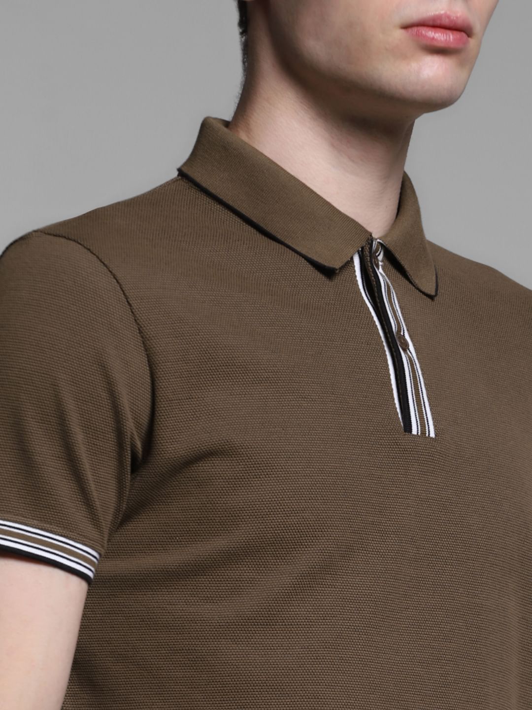 Dark Brown Knitted Cotton Polo