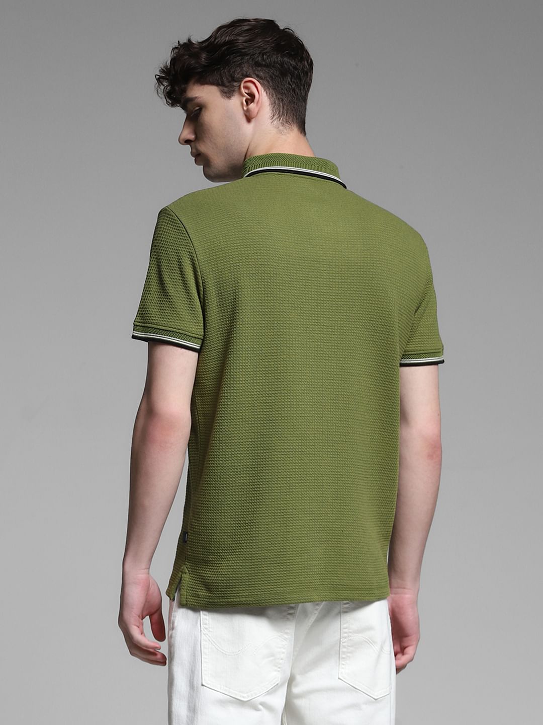 Dark Green Knitted Zip Up Polo