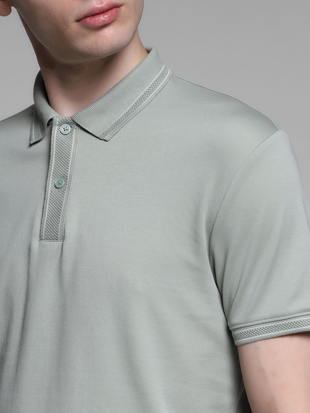 Green Knitted Cotton Polo