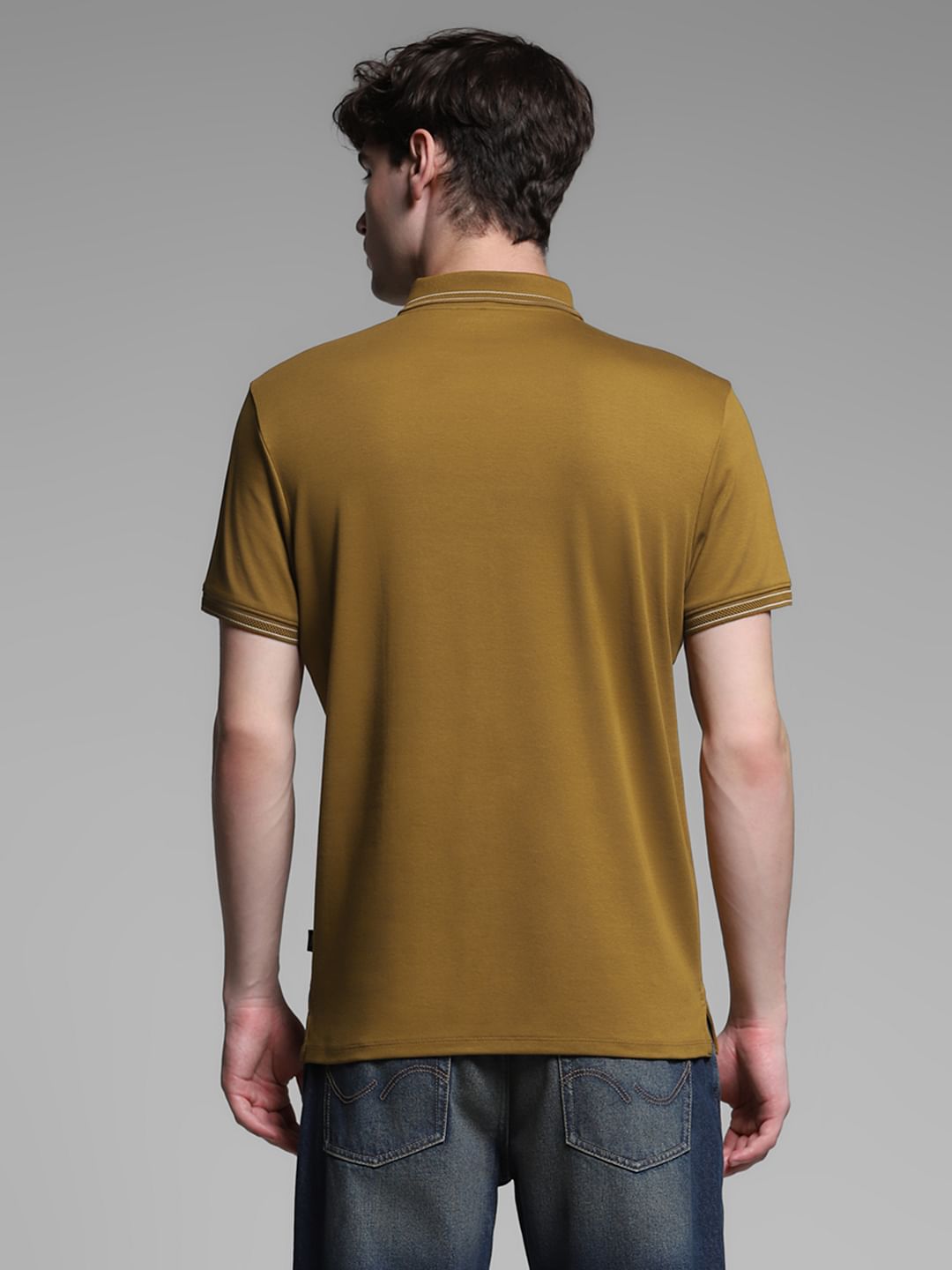 Brown Knitted Cotton Polo