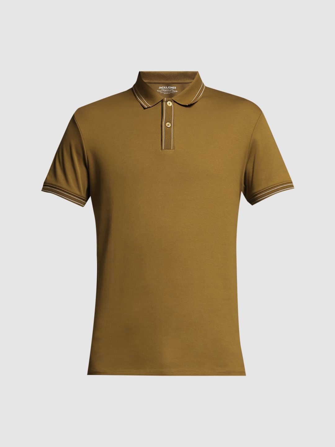 Brown Knitted Cotton Polo