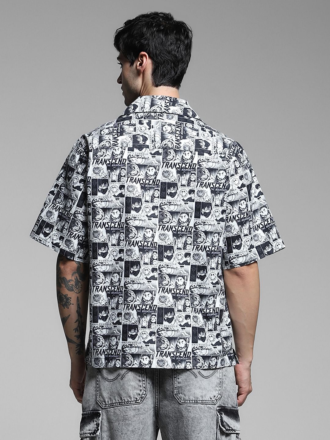 SmileyWorld Black Printed Oversized Shirt