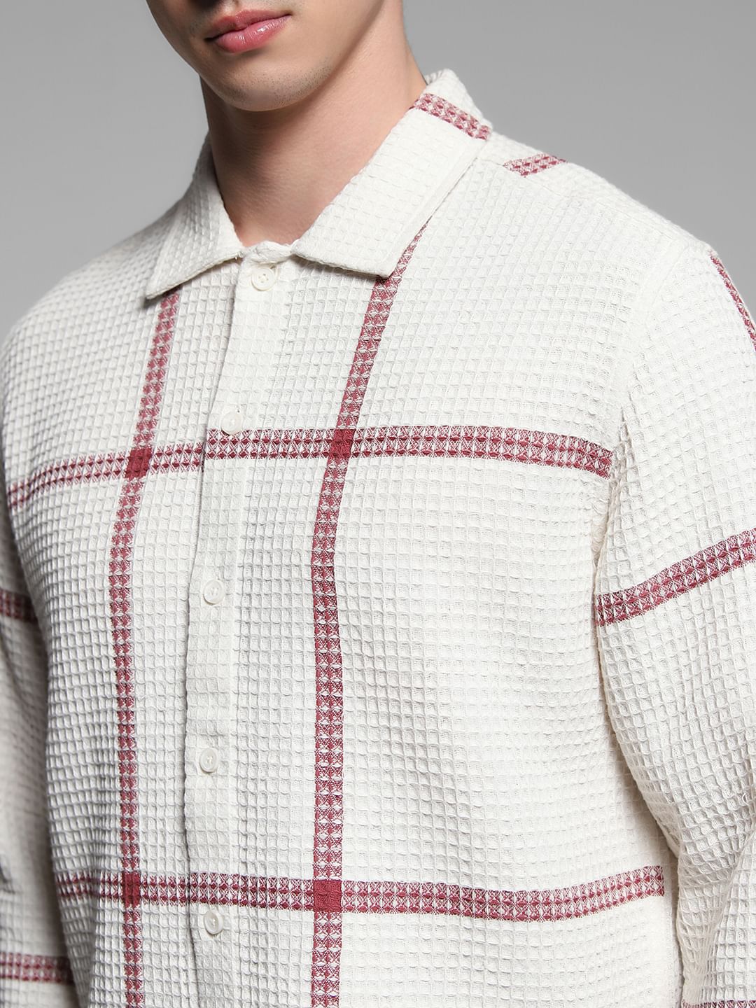 White Check Print Cotton Shirt