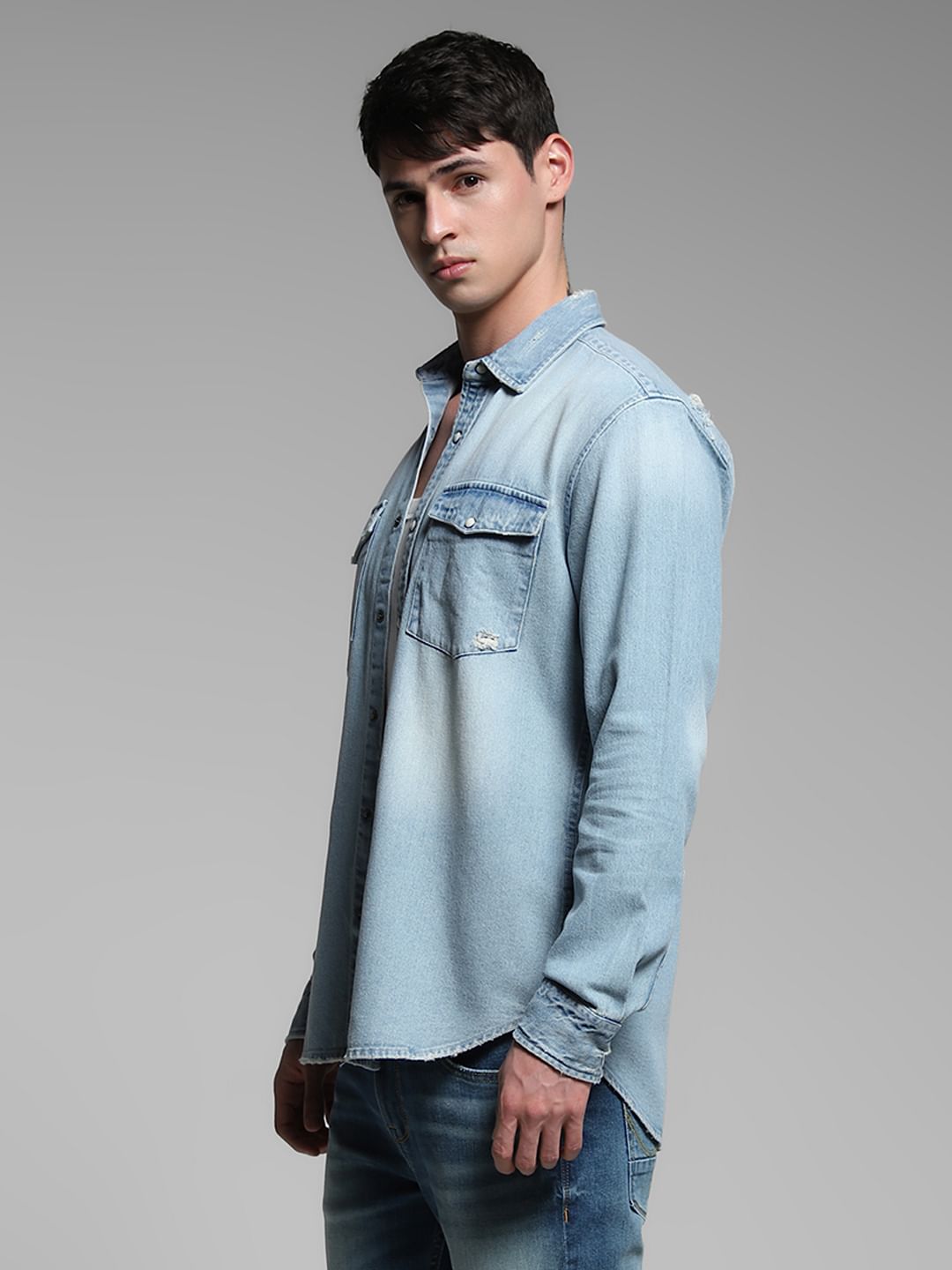 Light Blue Washed Denim Shirt