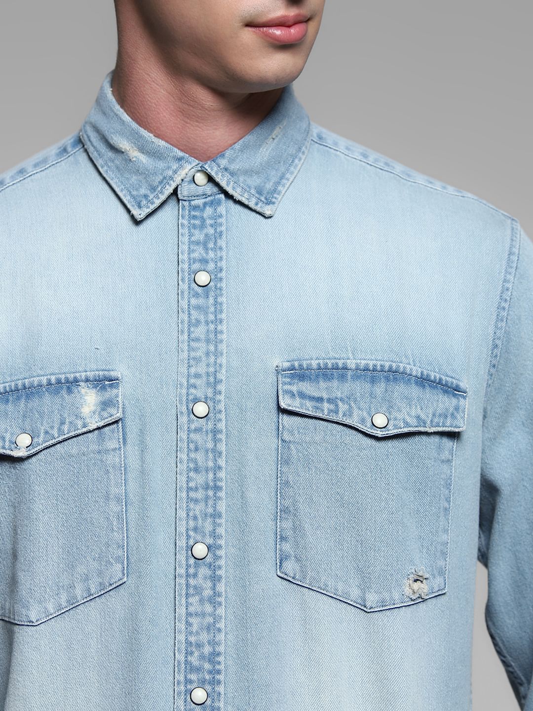 Light Blue Washed Denim Shirt