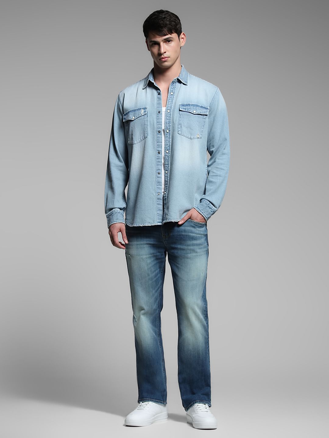 Light Blue Washed Denim Shirt