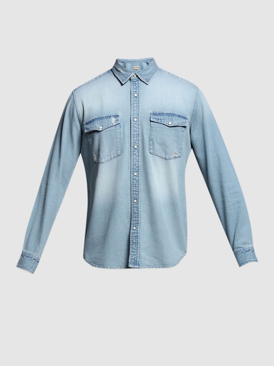 Light Blue Washed Denim Shirt