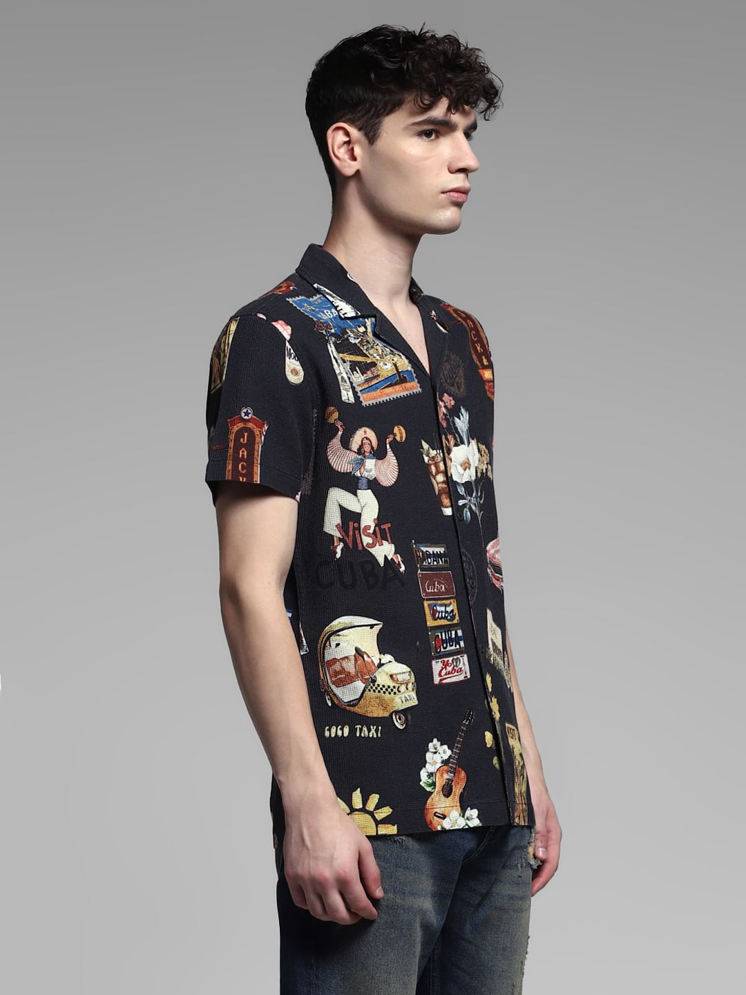 Black Printed Cotton Shirt