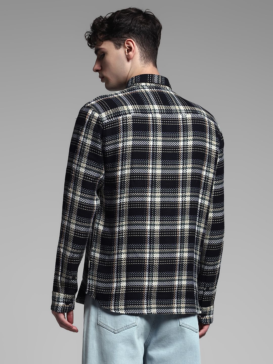 Black Check Oversized Cotton Shirt