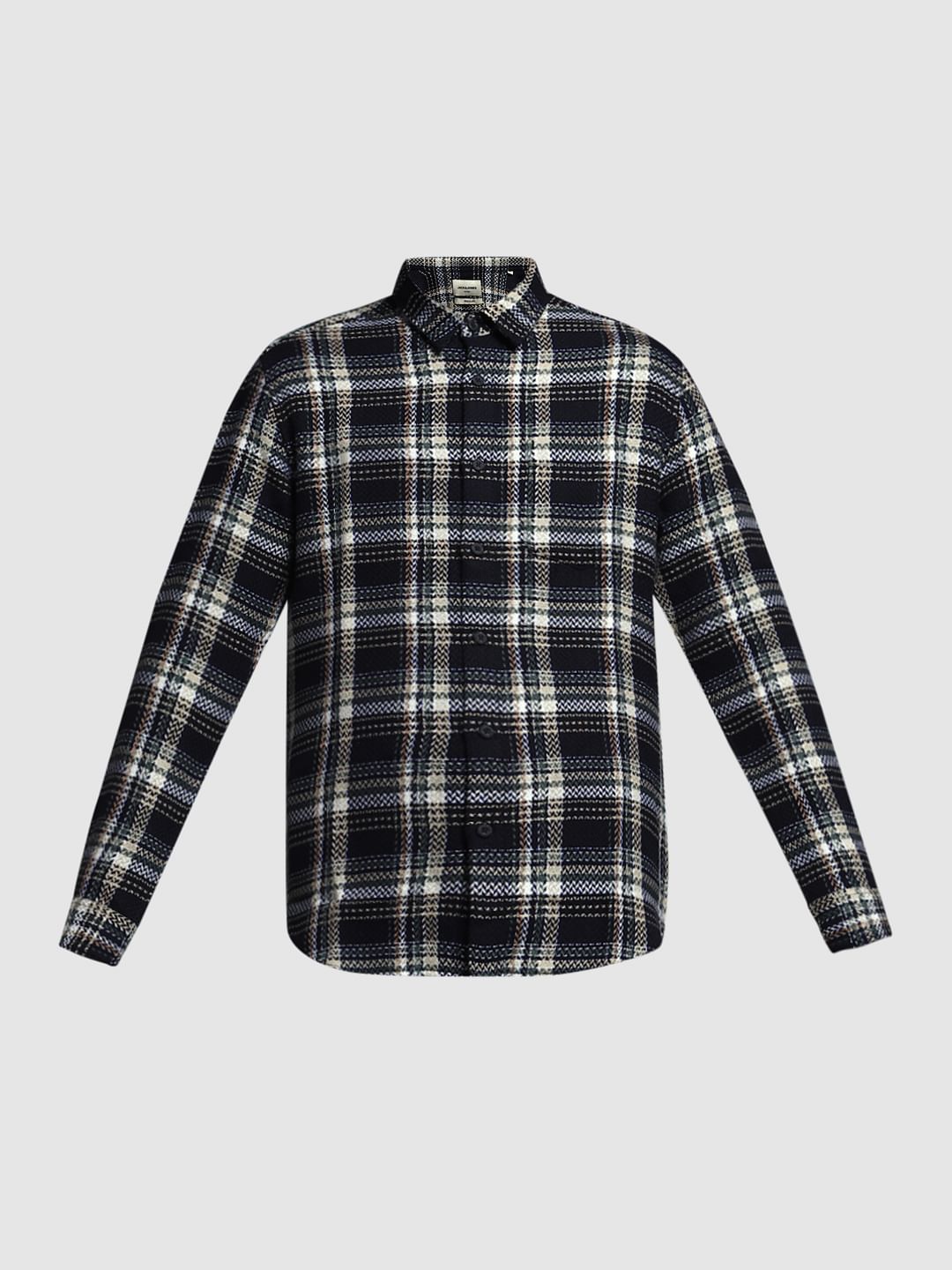 Black Check Oversized Cotton Shirt