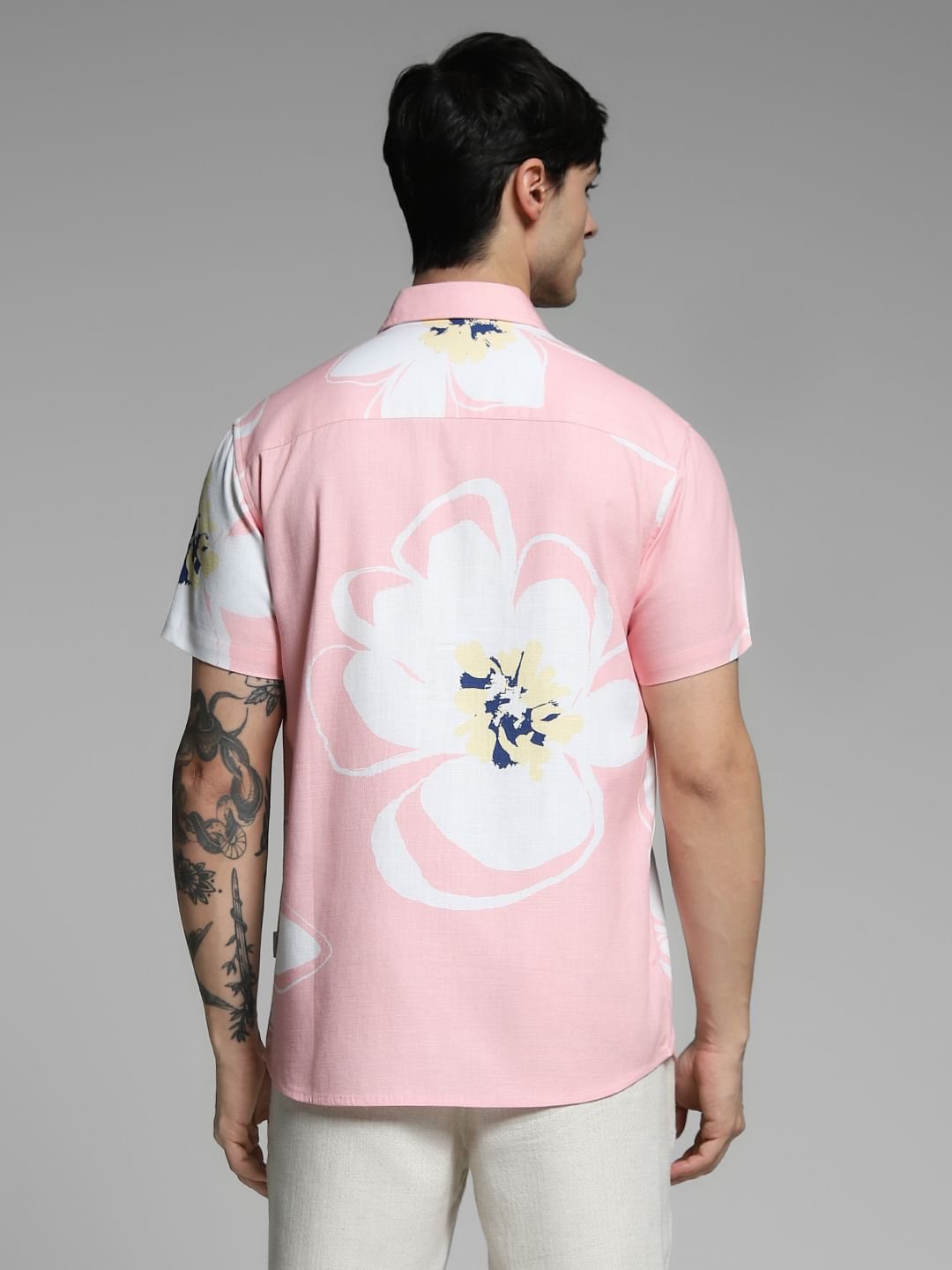 Pink Floral Print Cotton Shirt