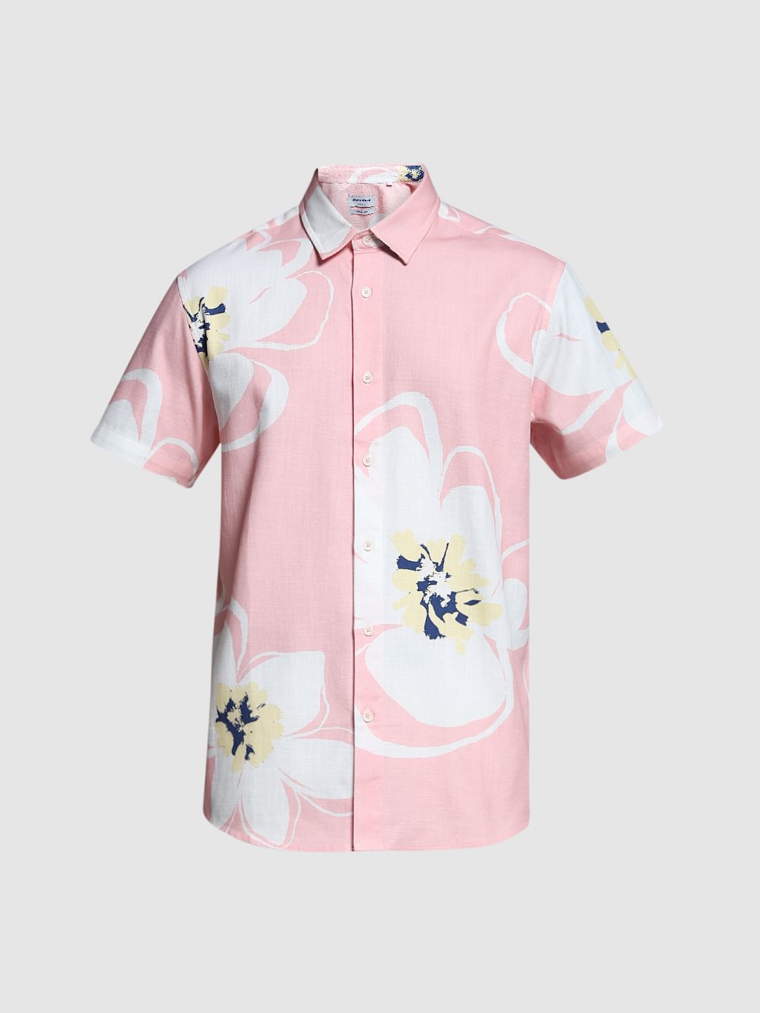 Pink Floral Print Cotton Shirt