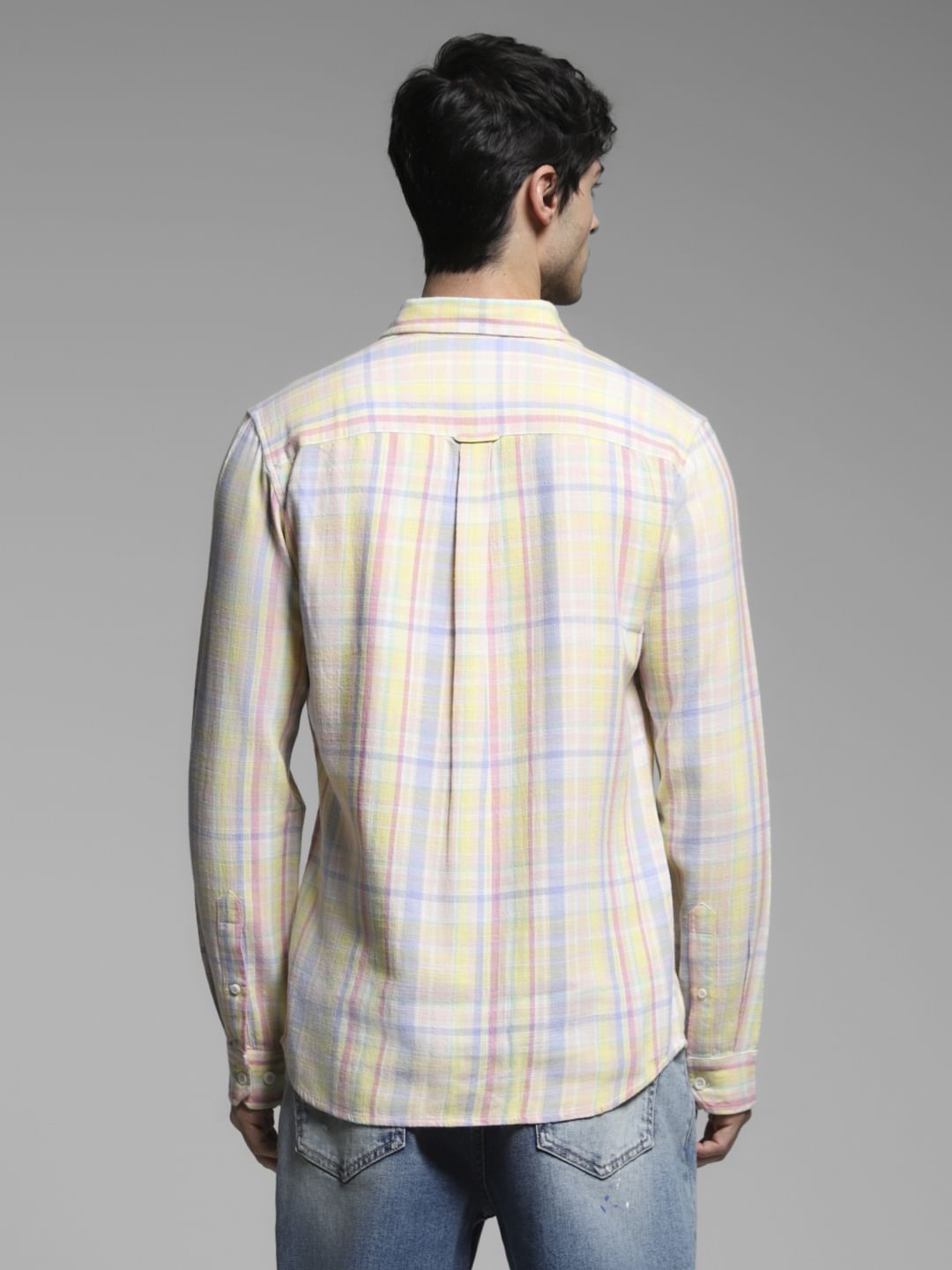 Yellow Check Cotton Shirt