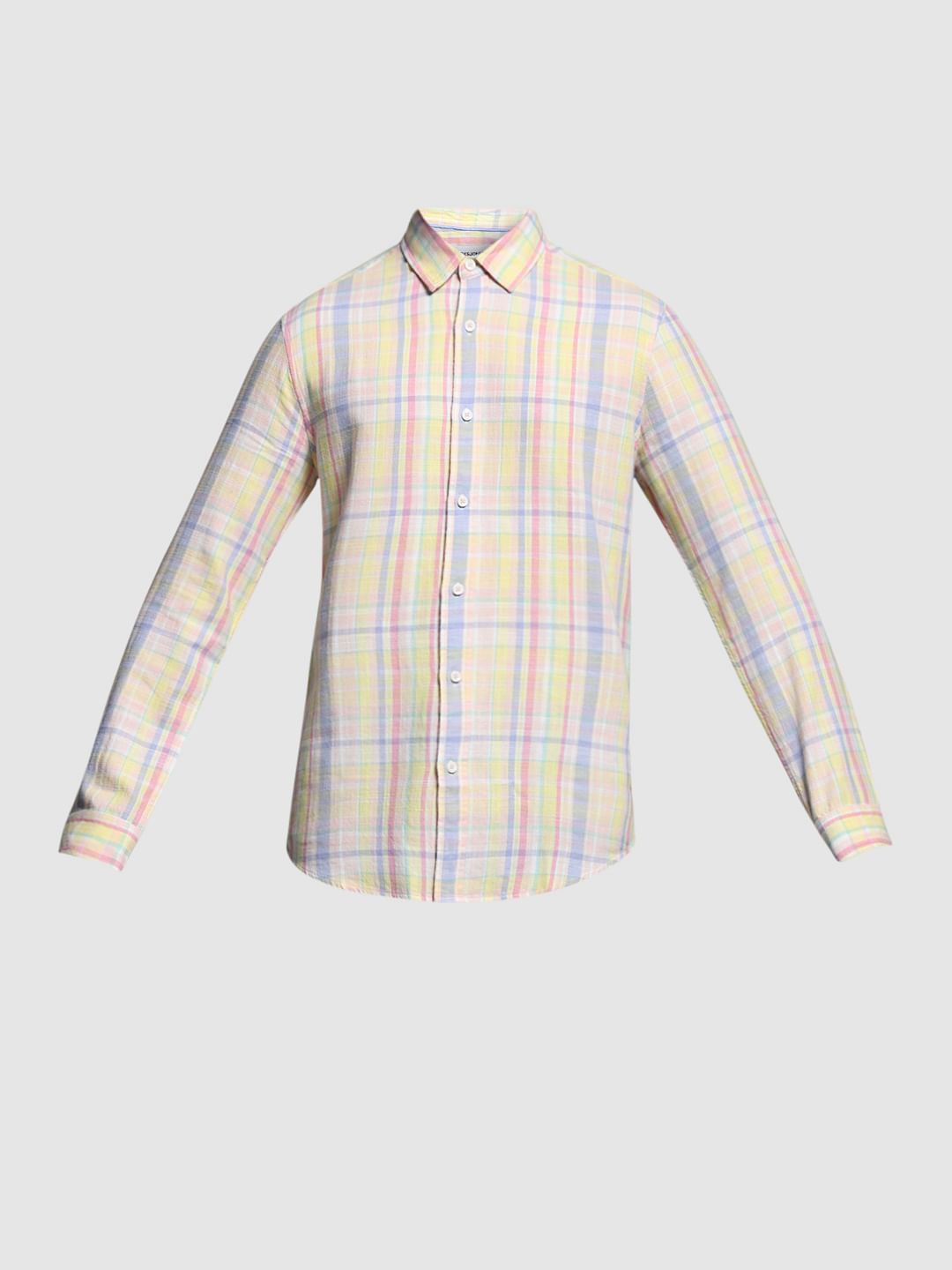 Yellow Check Cotton Shirt