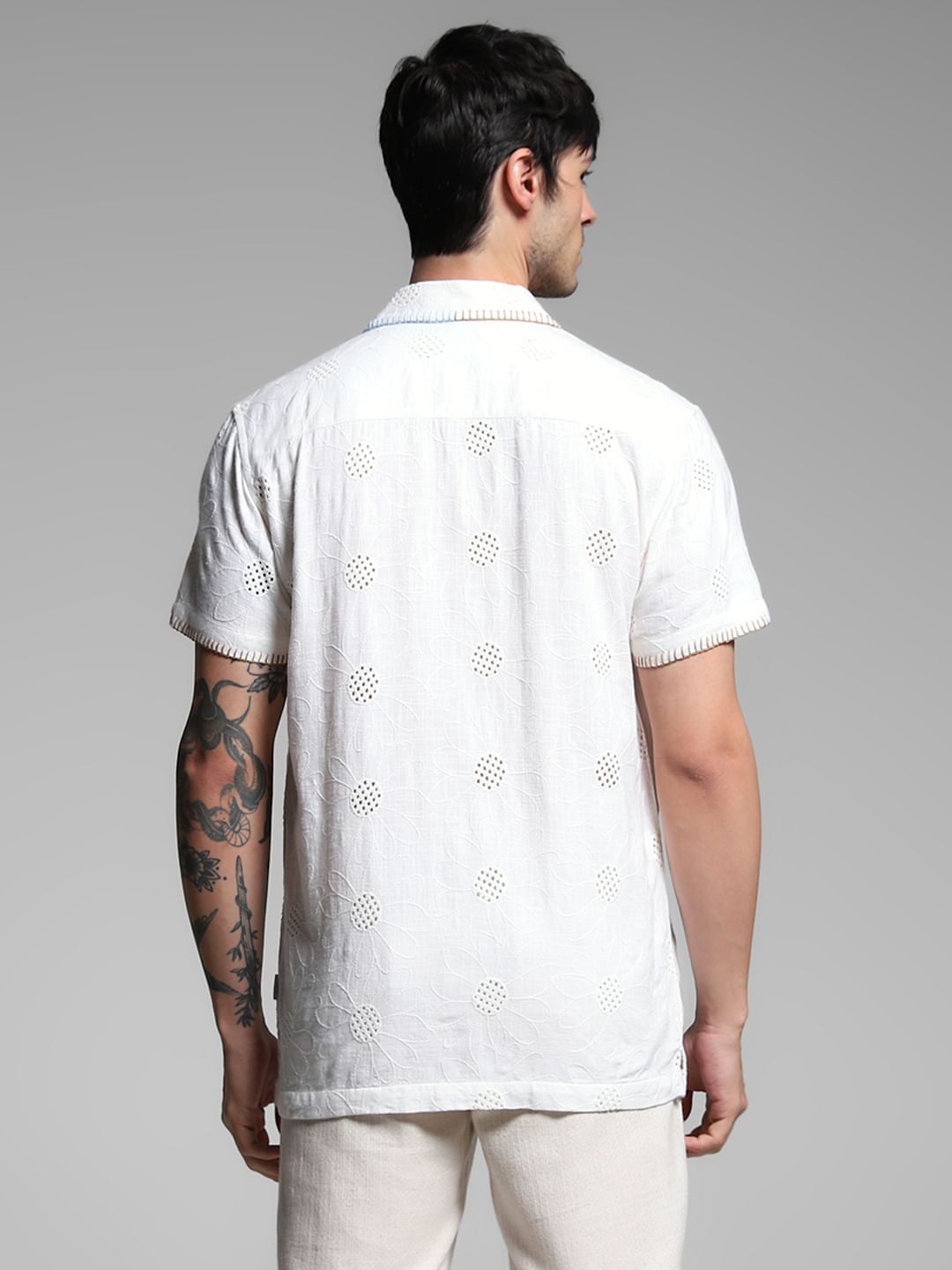 White Embroidered Cotton Shirt