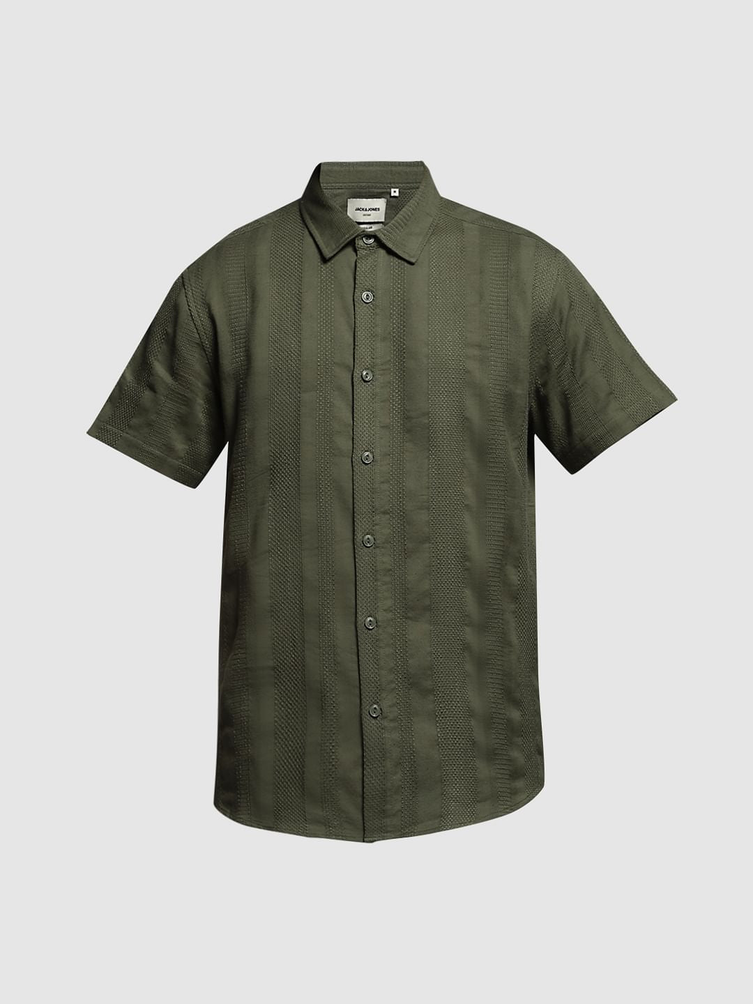Olive Dobby Short Sleeves Shirt