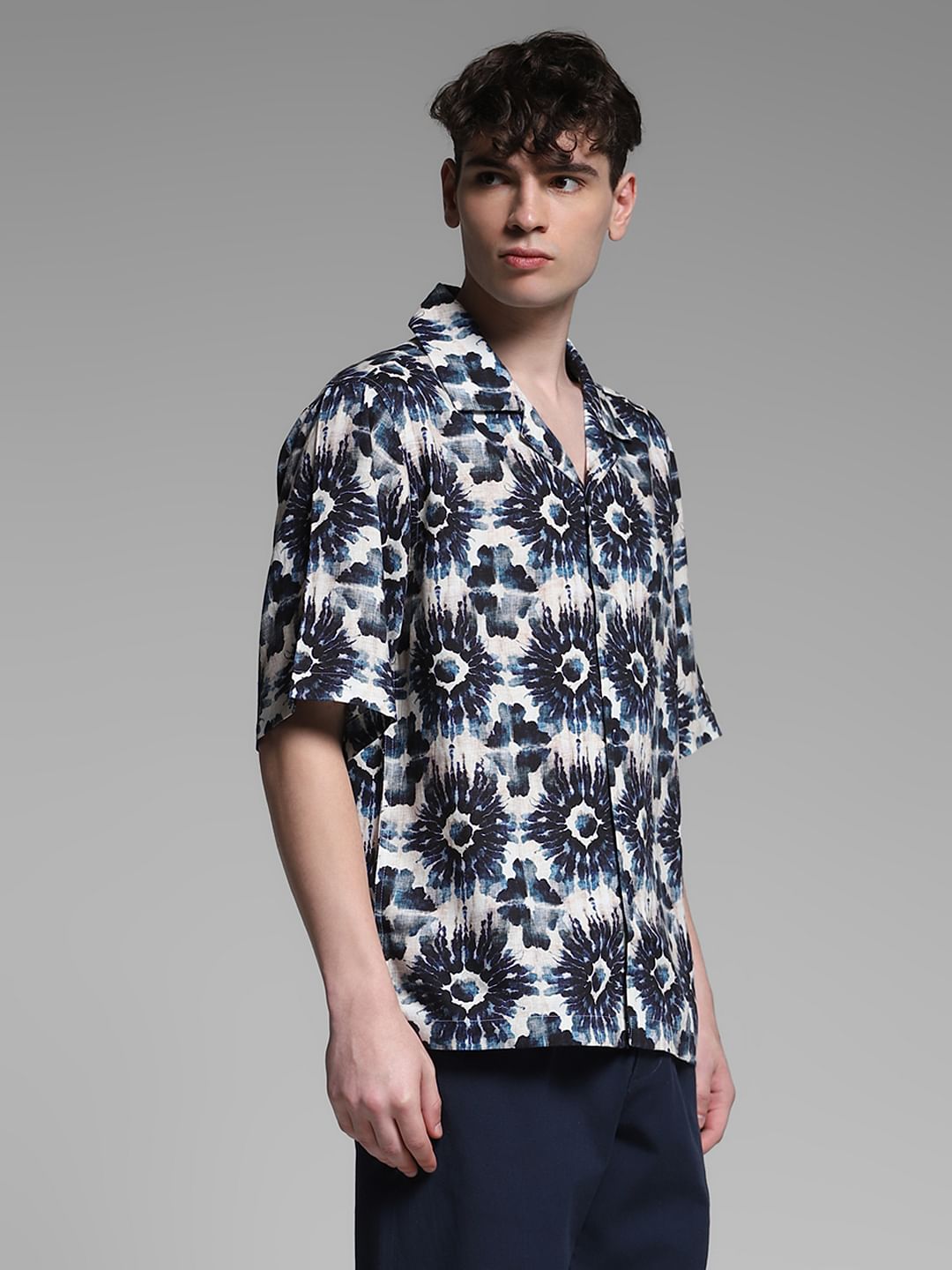 Black Printed Oversized Shirt