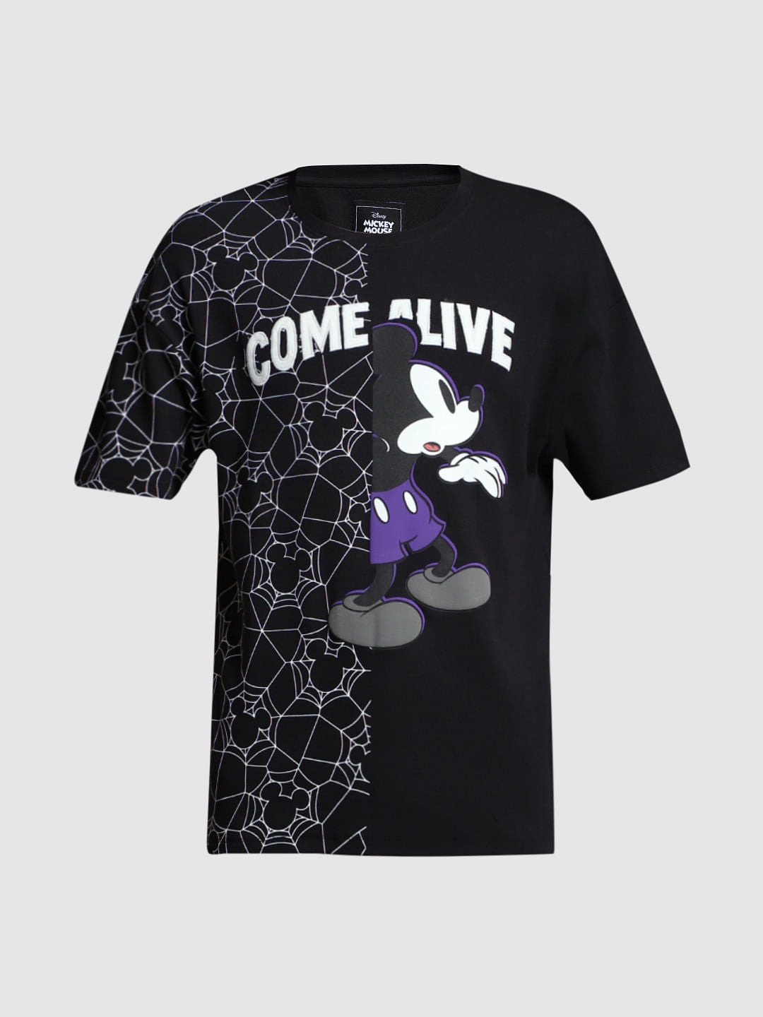 Black Mickey Printed Oversized T-shirt