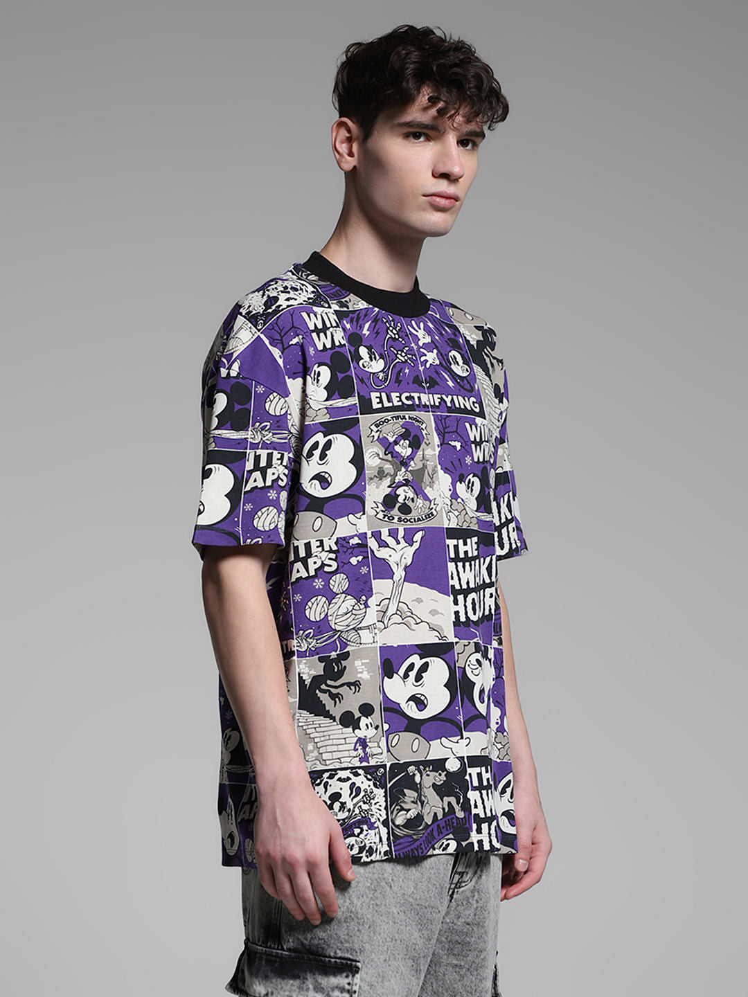 Purple Mickey Comic Strip Oversized T-shirt