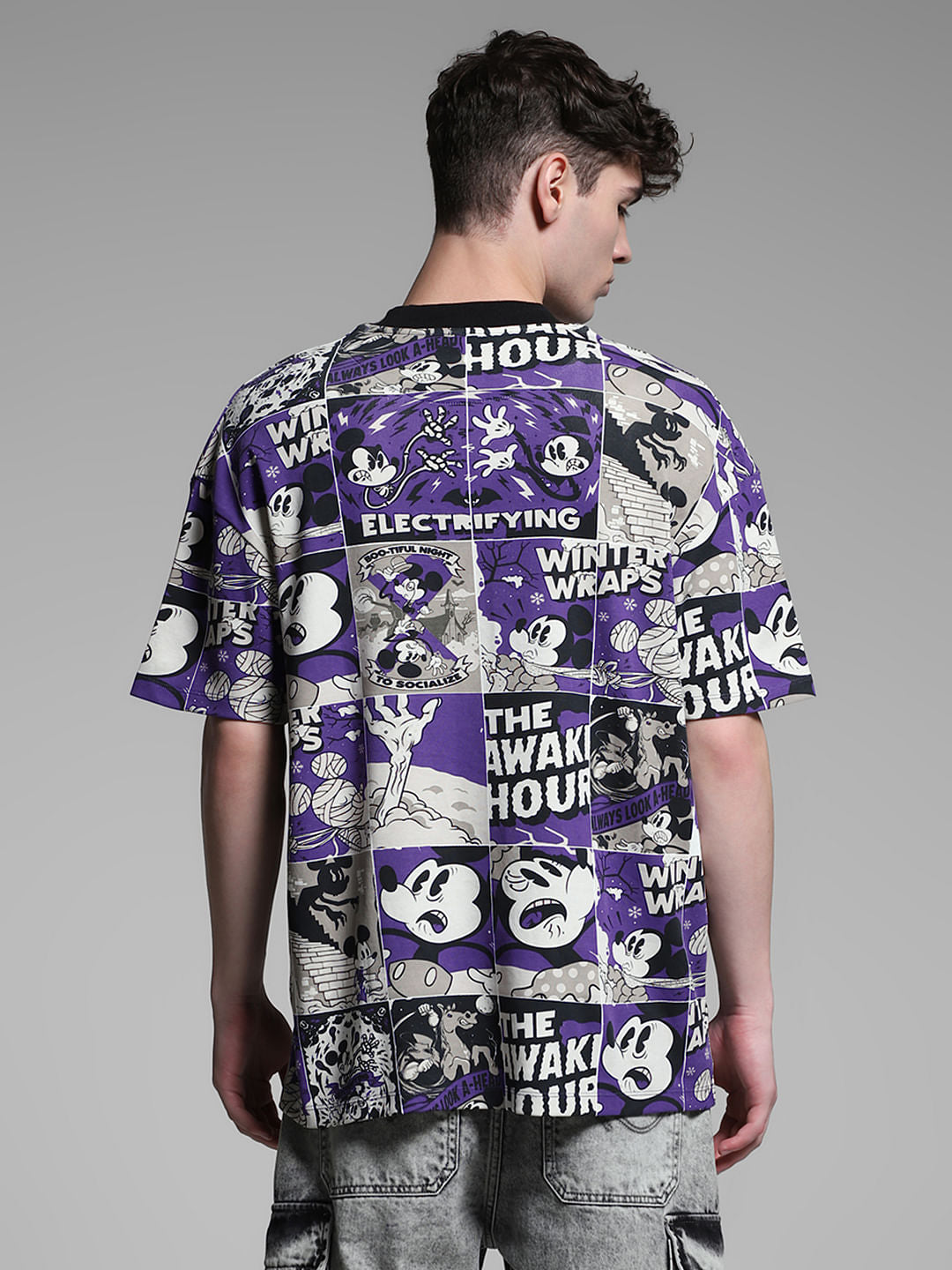 Purple Mickey Comic Strip Oversized T-shirt