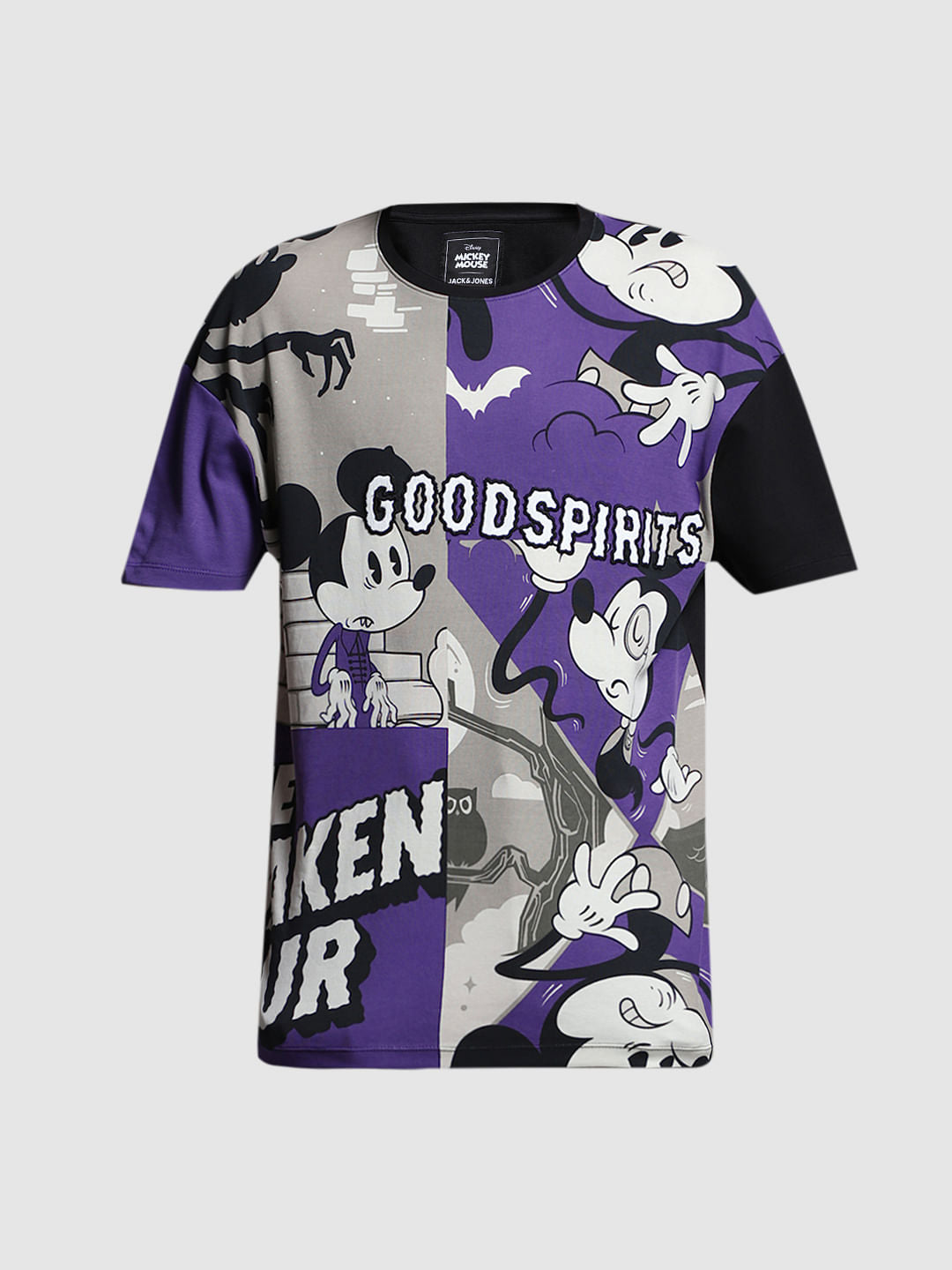 Purple Mickey Colourblocked Oversized T-shirt