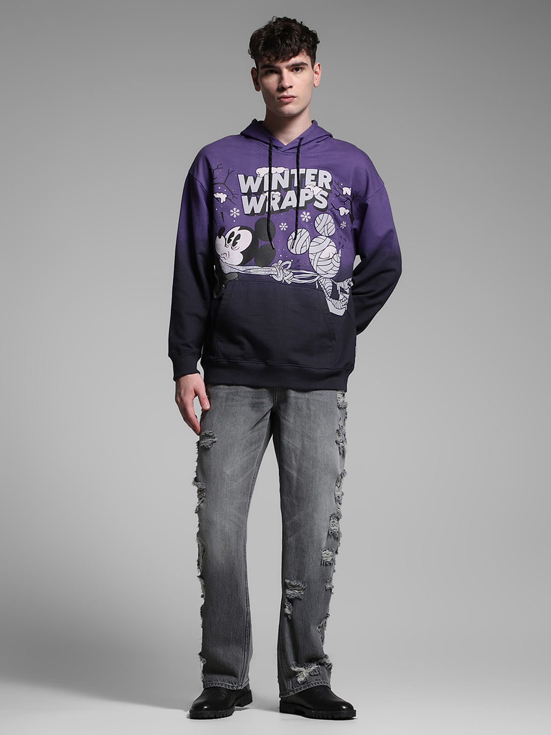 Purple Mickey Printed Sweatshirt
