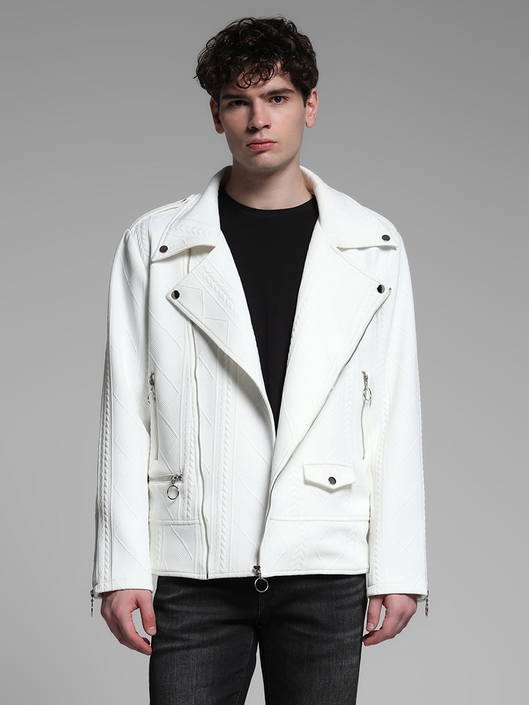 White Multi-Zip Detail Jacket