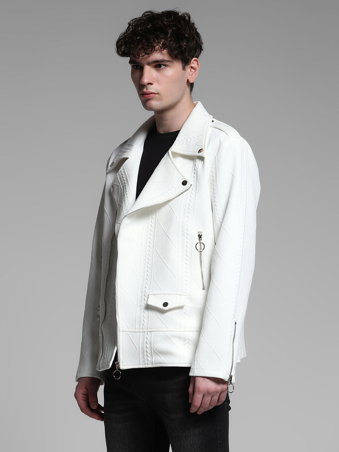 White Multi-Zip Detail Jacket