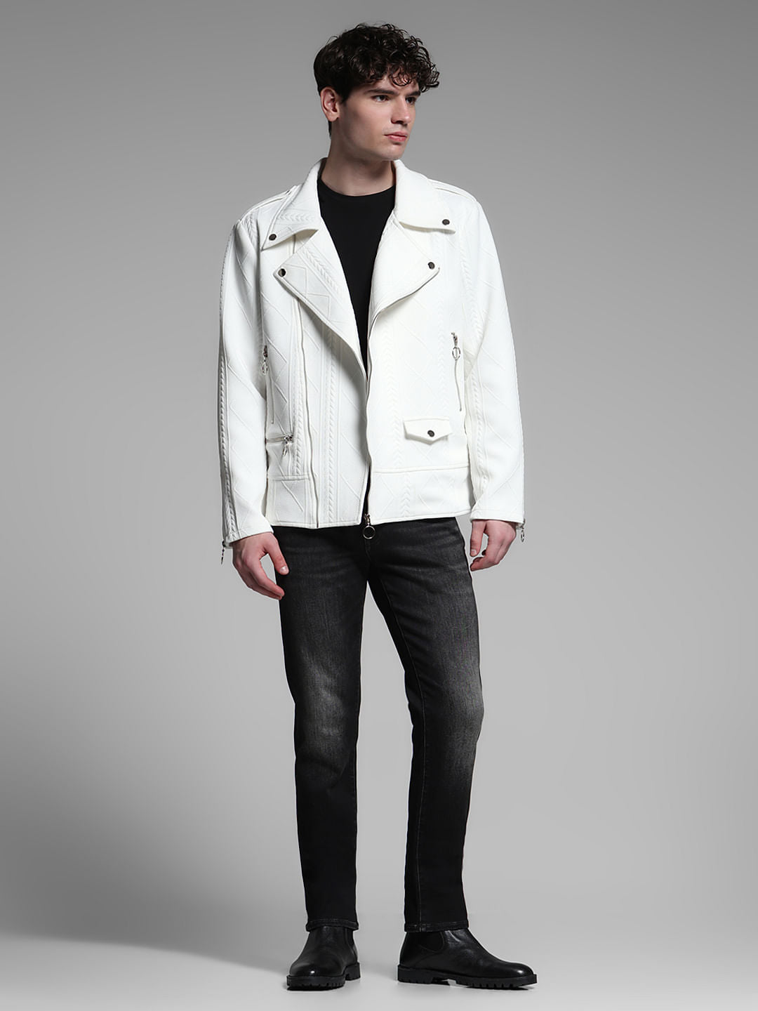 White Multi-Zip Detail Jacket