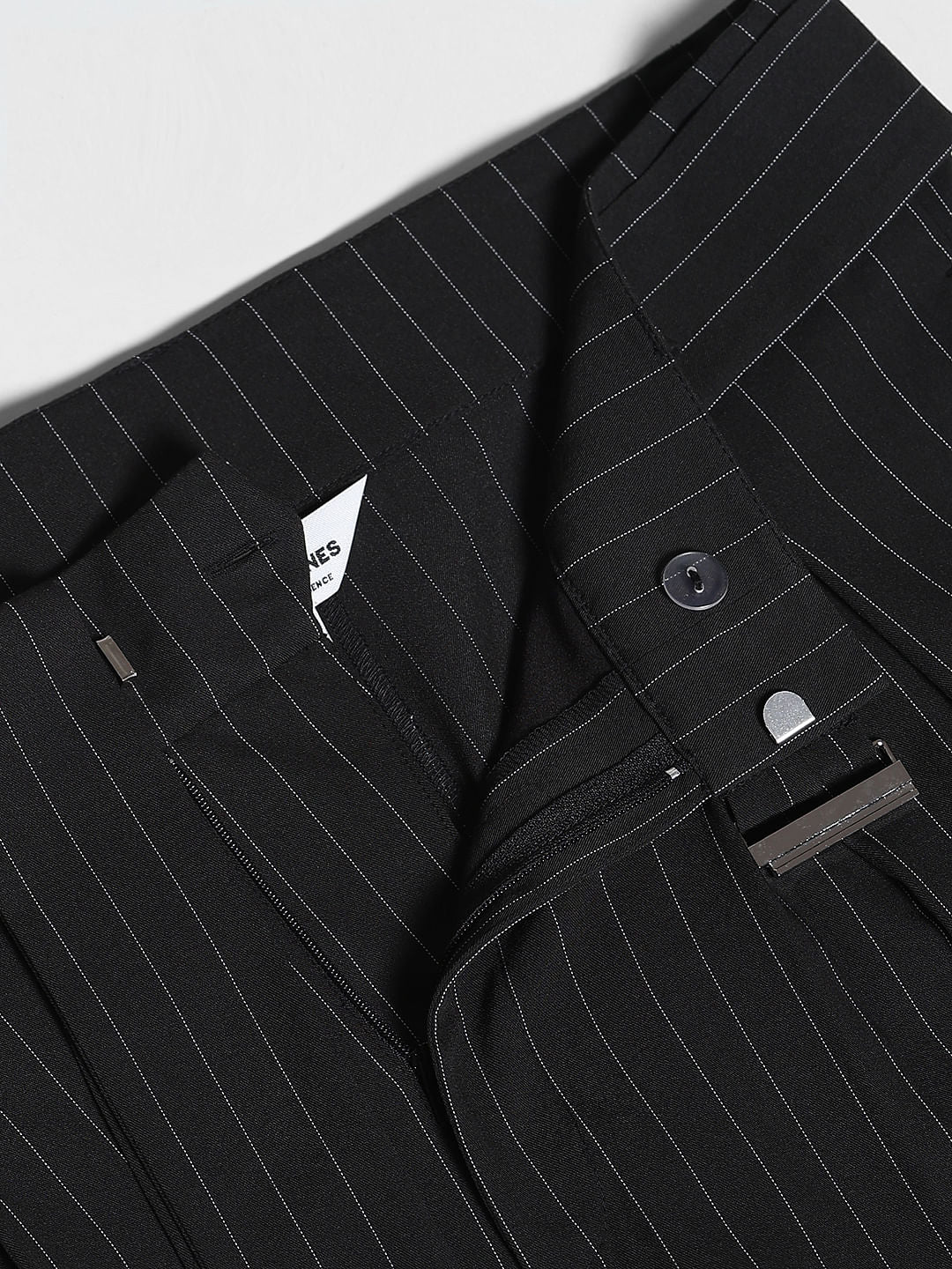 Black Waist Tie Up Striped Pants