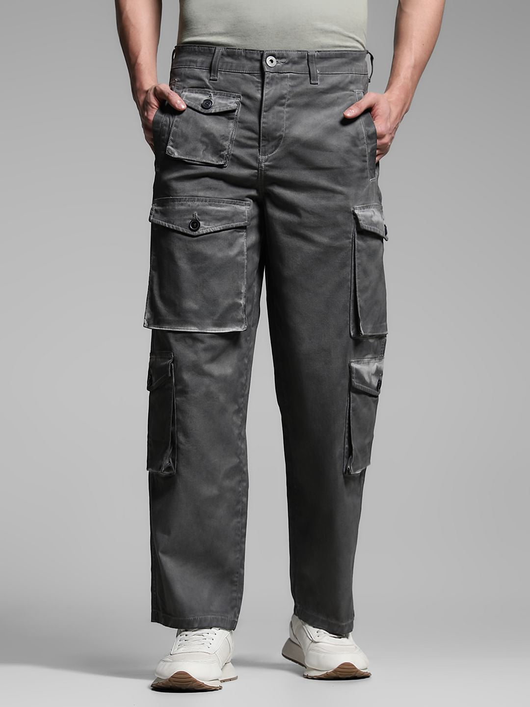 Olive Green Mid Rise Cargo Pants