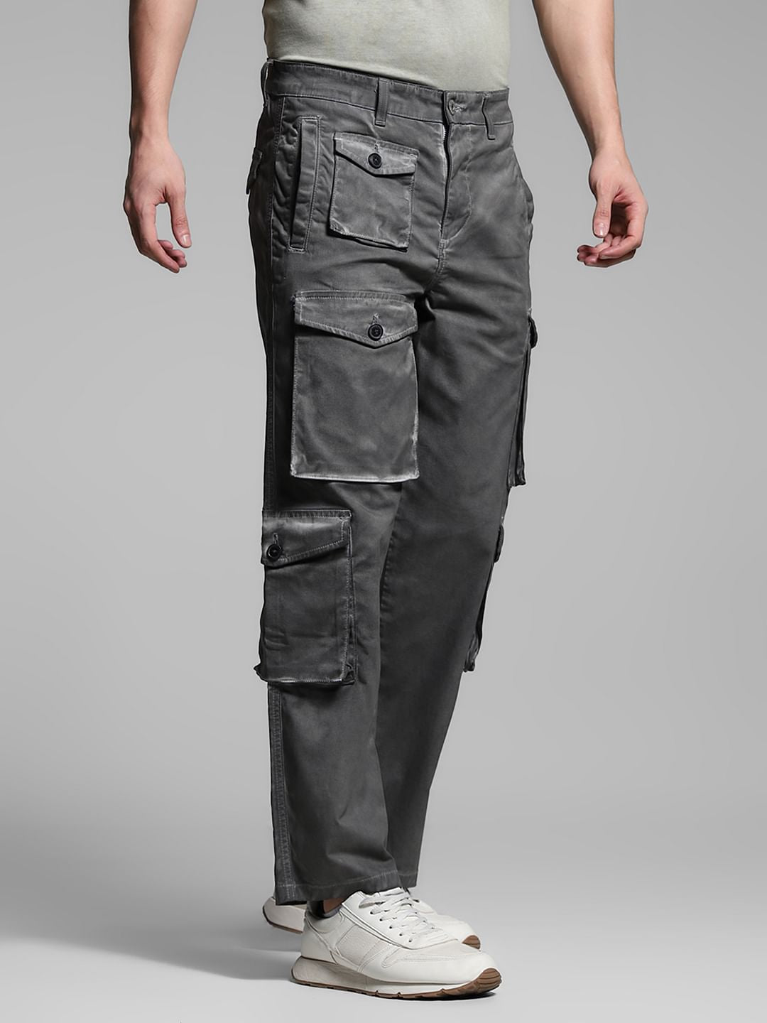 Olive Green Mid Rise Cargo Pants