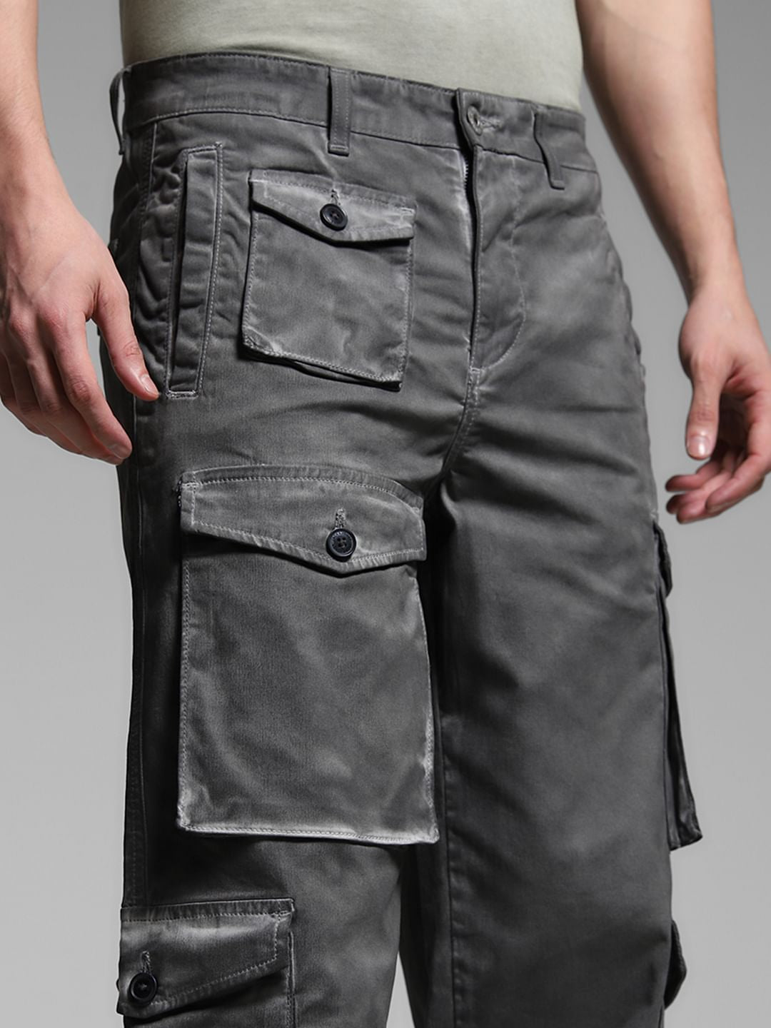 Olive Green Mid Rise Cargo Pants
