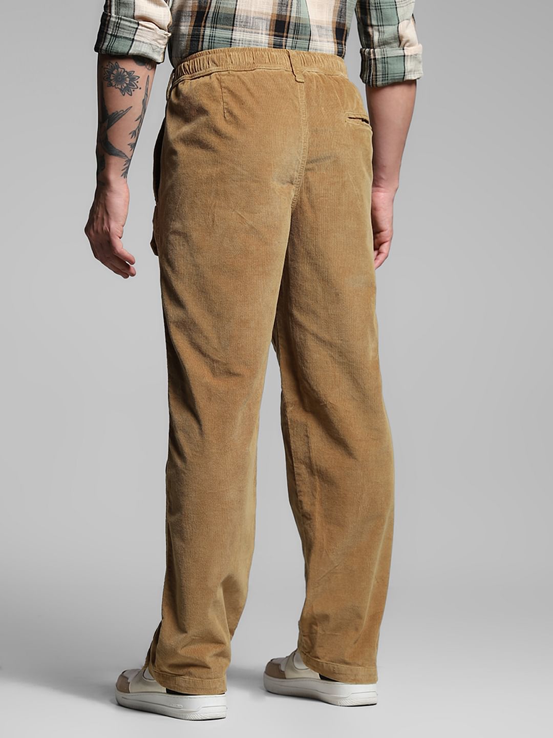 Brown Mid Rise Loose Fit Pants