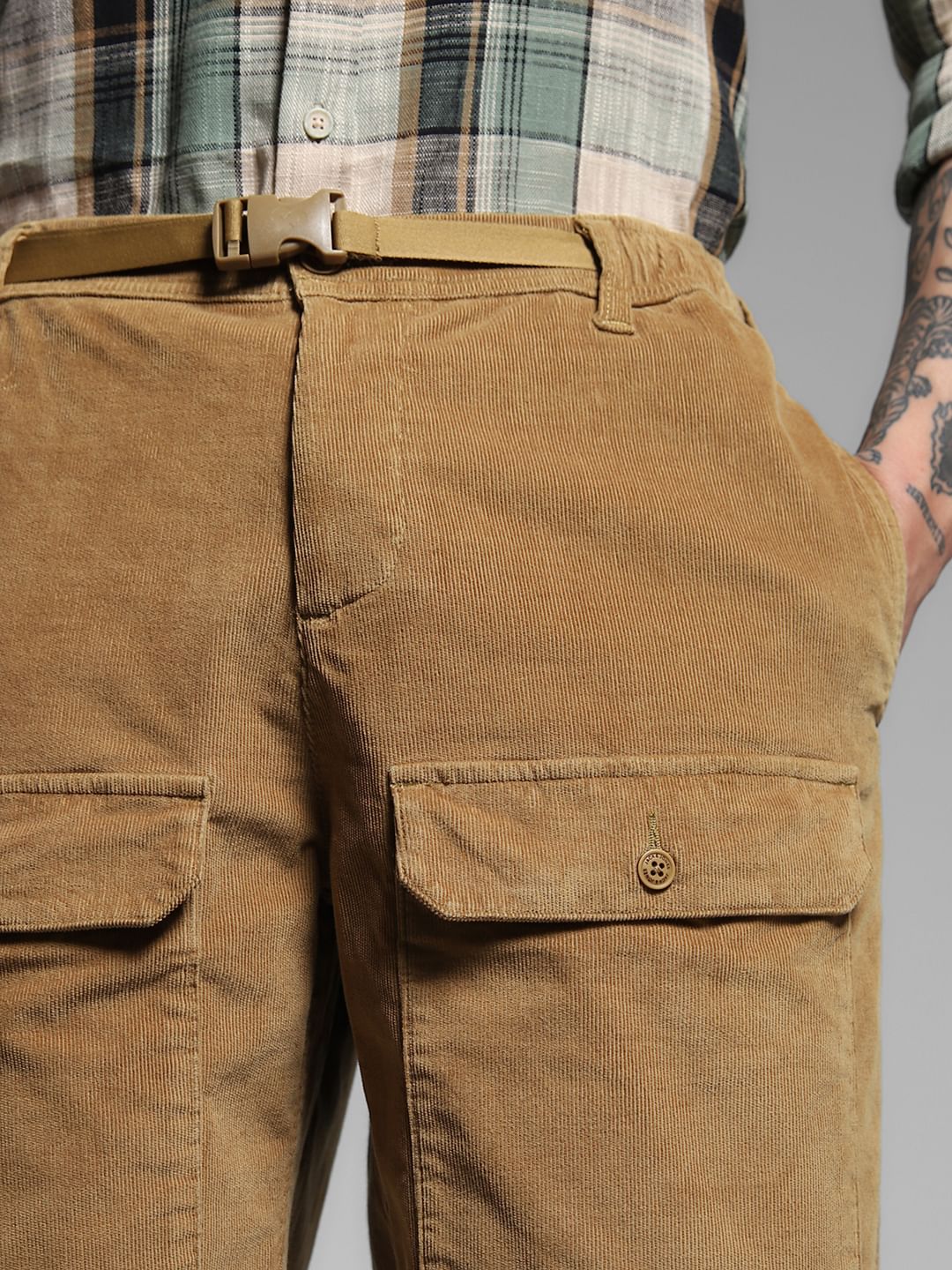 Brown Mid Rise Loose Fit Pants