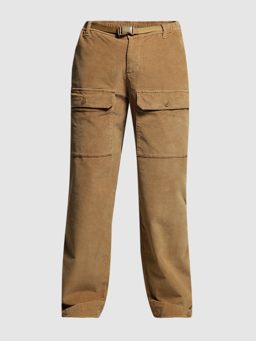 Brown Mid Rise Loose Fit Pants