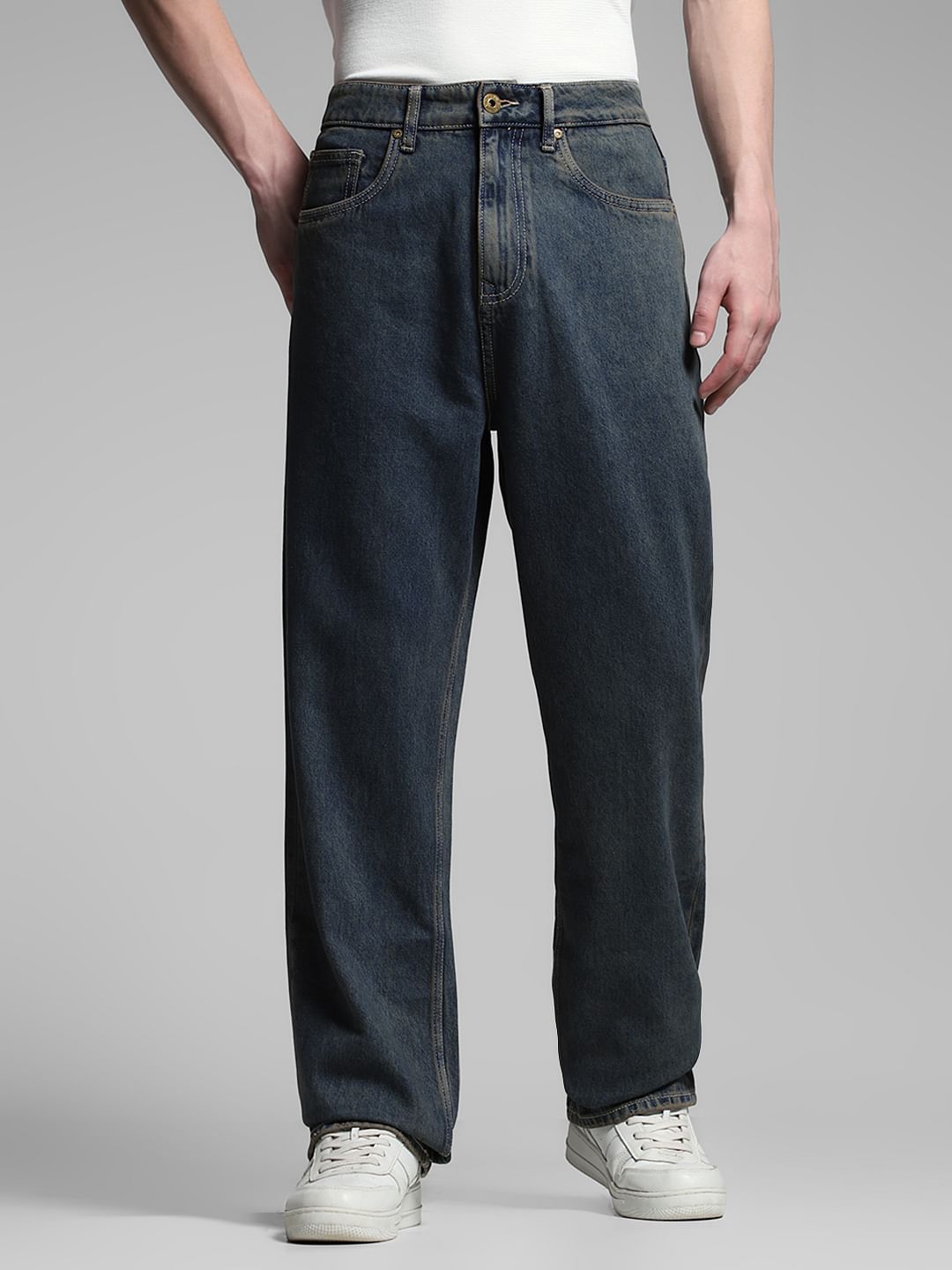 Dark Blue Washed Dario Loose Fit Jeans