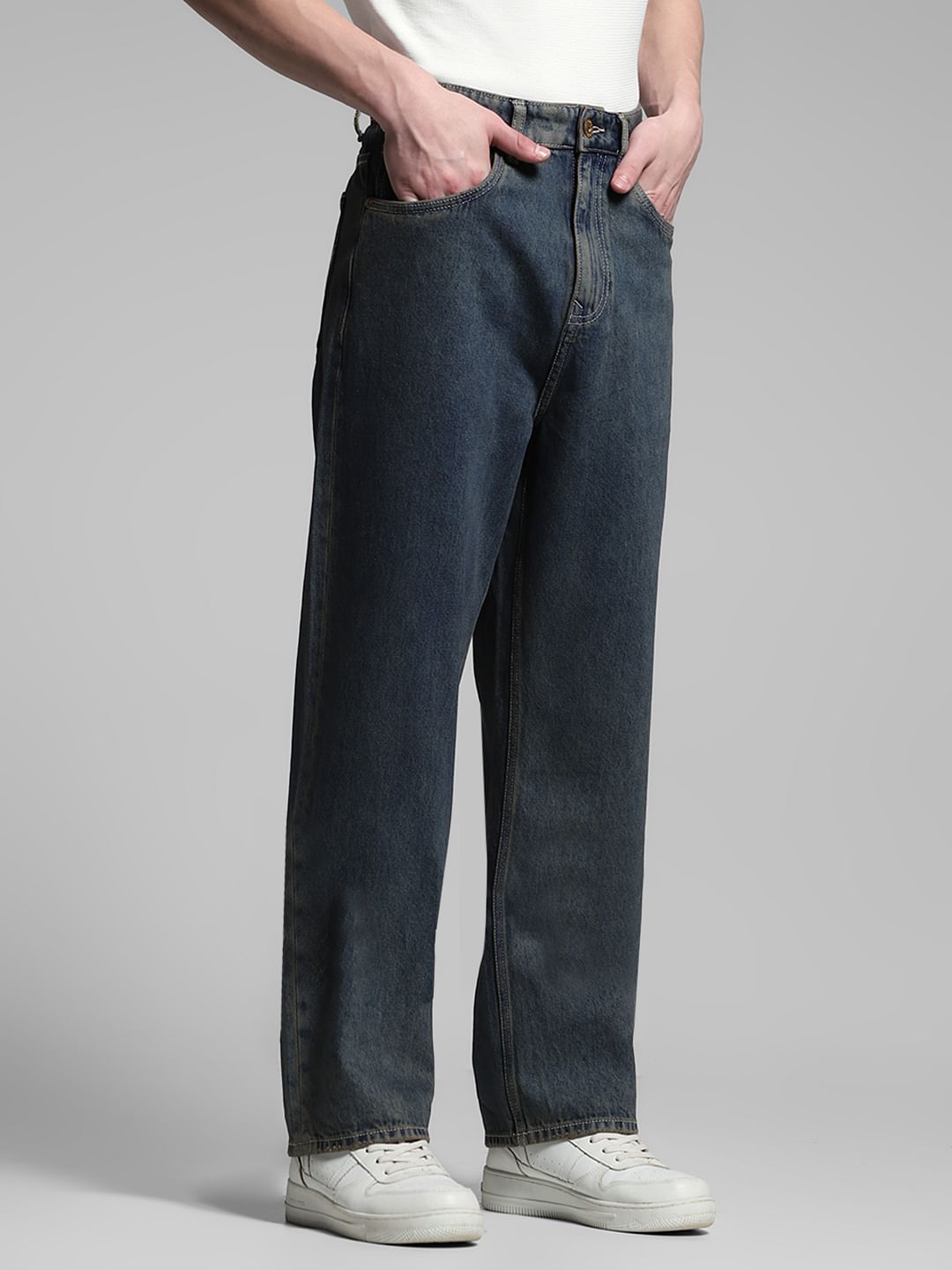 Dark Blue Washed Dario Loose Fit Jeans