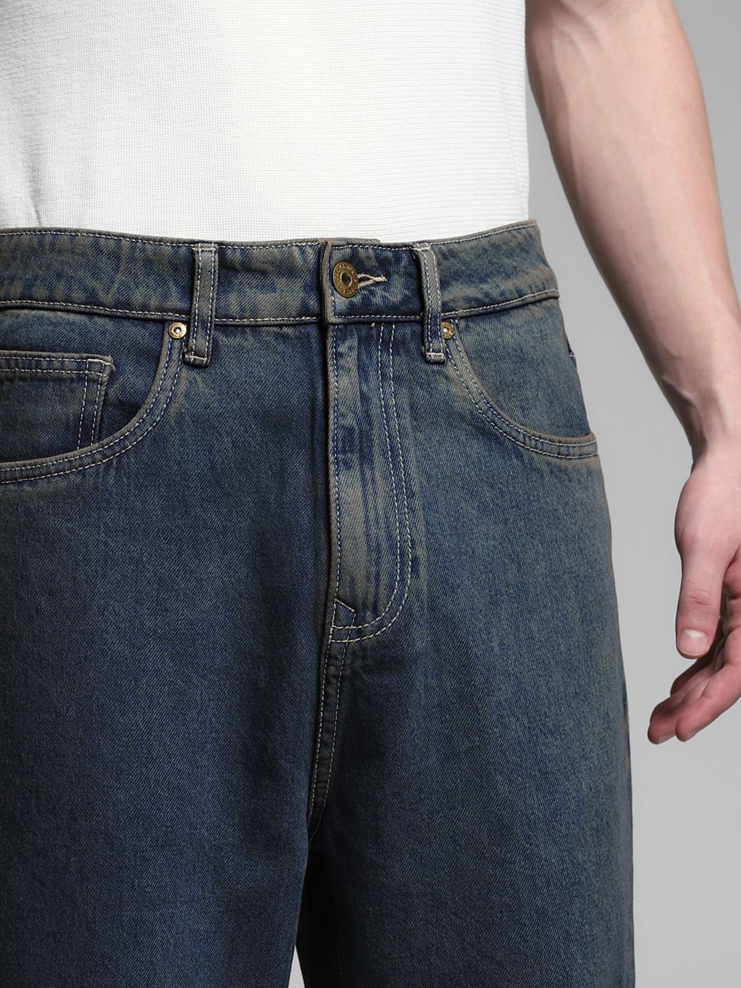 Dark Blue Washed Dario Loose Fit Jeans