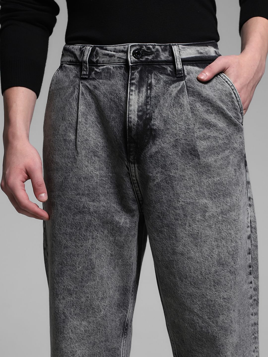 Dark Grey High Rise Washed Anti Fit Jeans