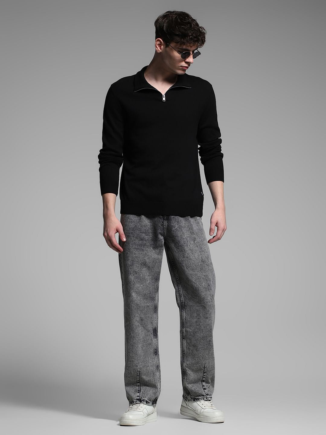 Dark Grey High Rise Washed Anti Fit Jeans