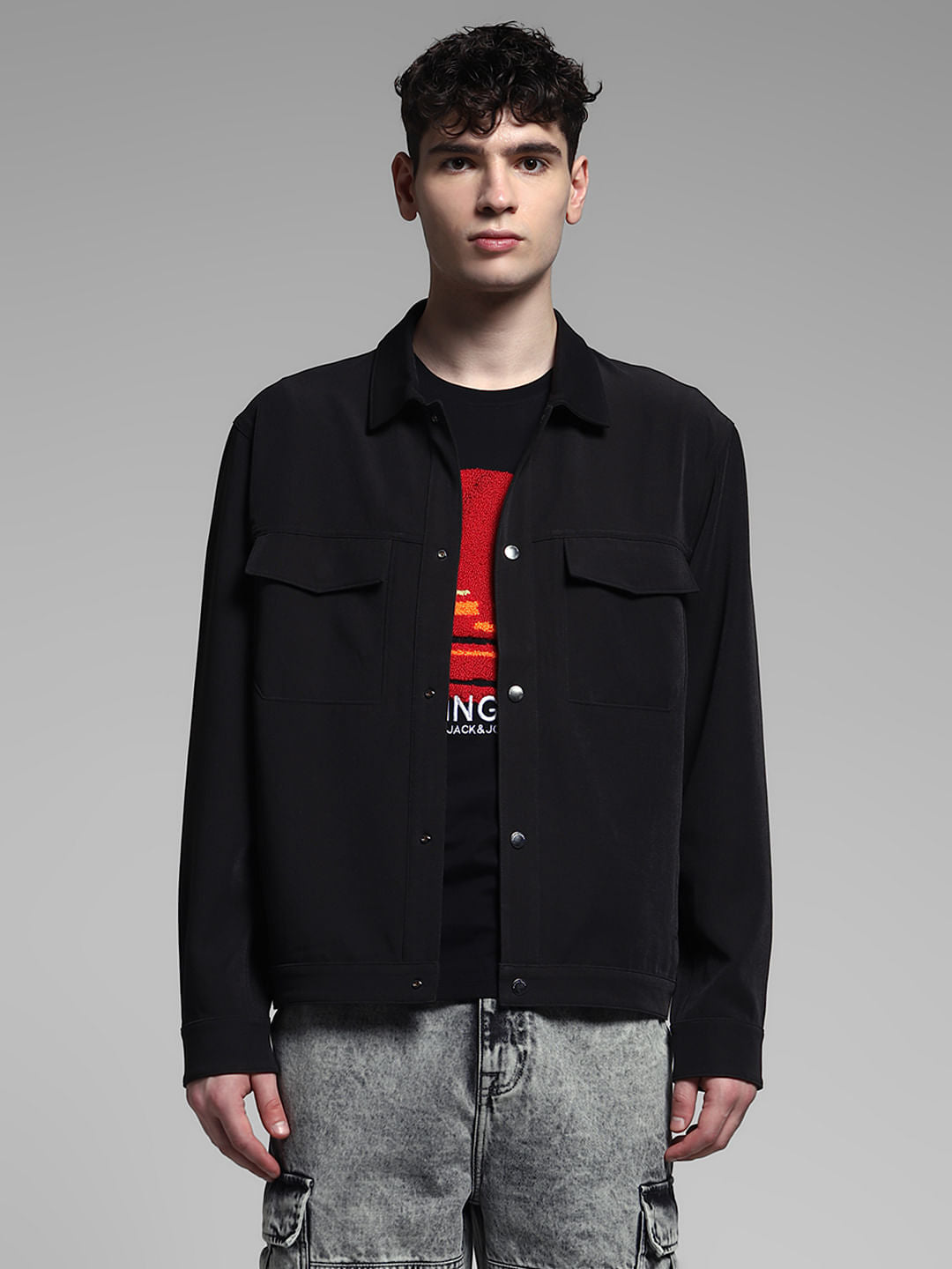 Black Regular Fit Jacket