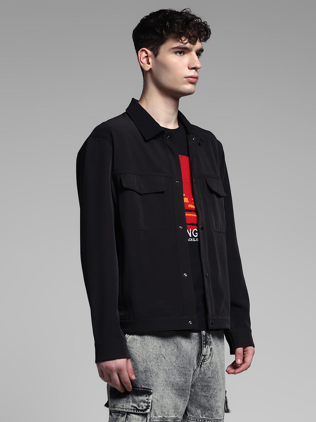 Black Regular Fit Jacket