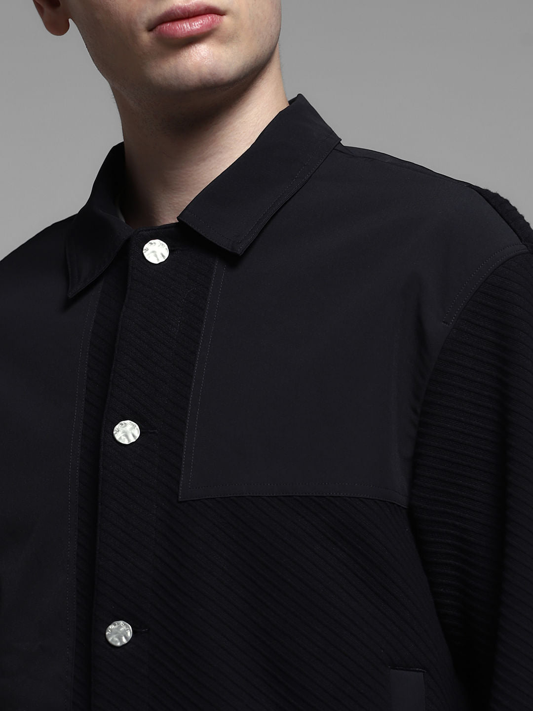 Black Patch Print Casual Jacket