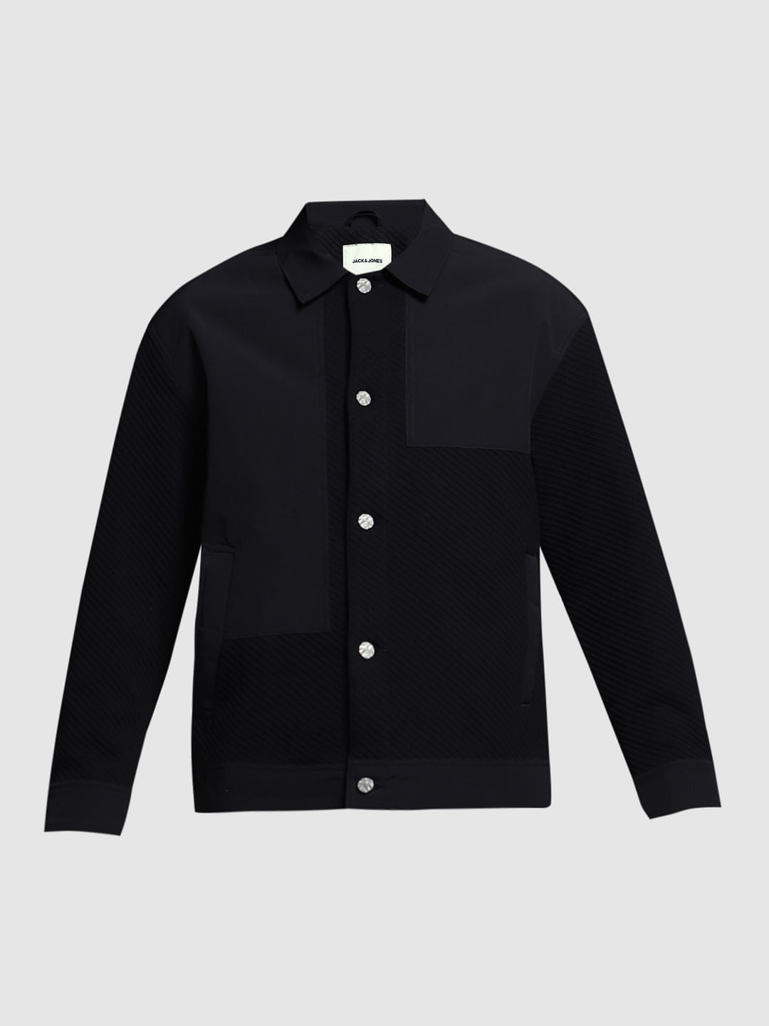 Black Patch Print Casual Jacket