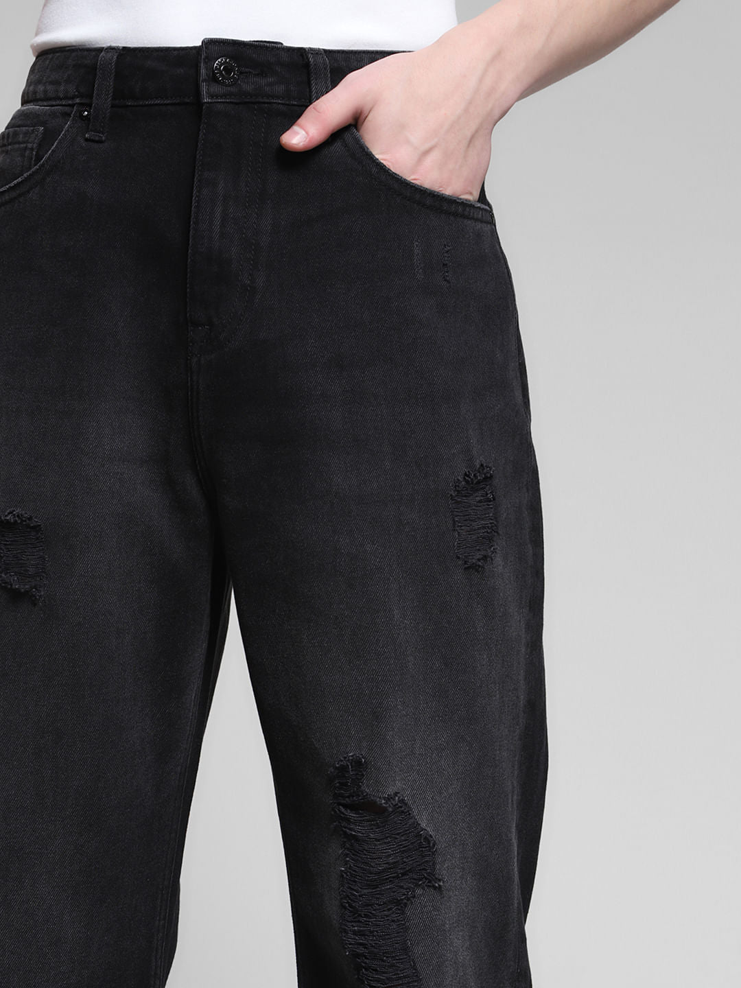 Black Distressed Dario Loose Fit Jeans