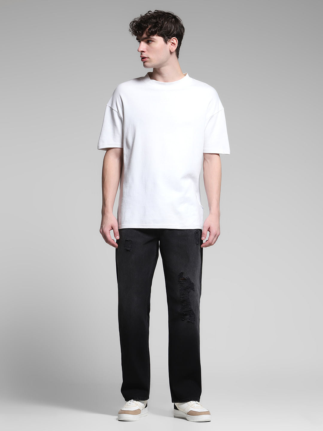 Black Distressed Dario Loose Fit Jeans