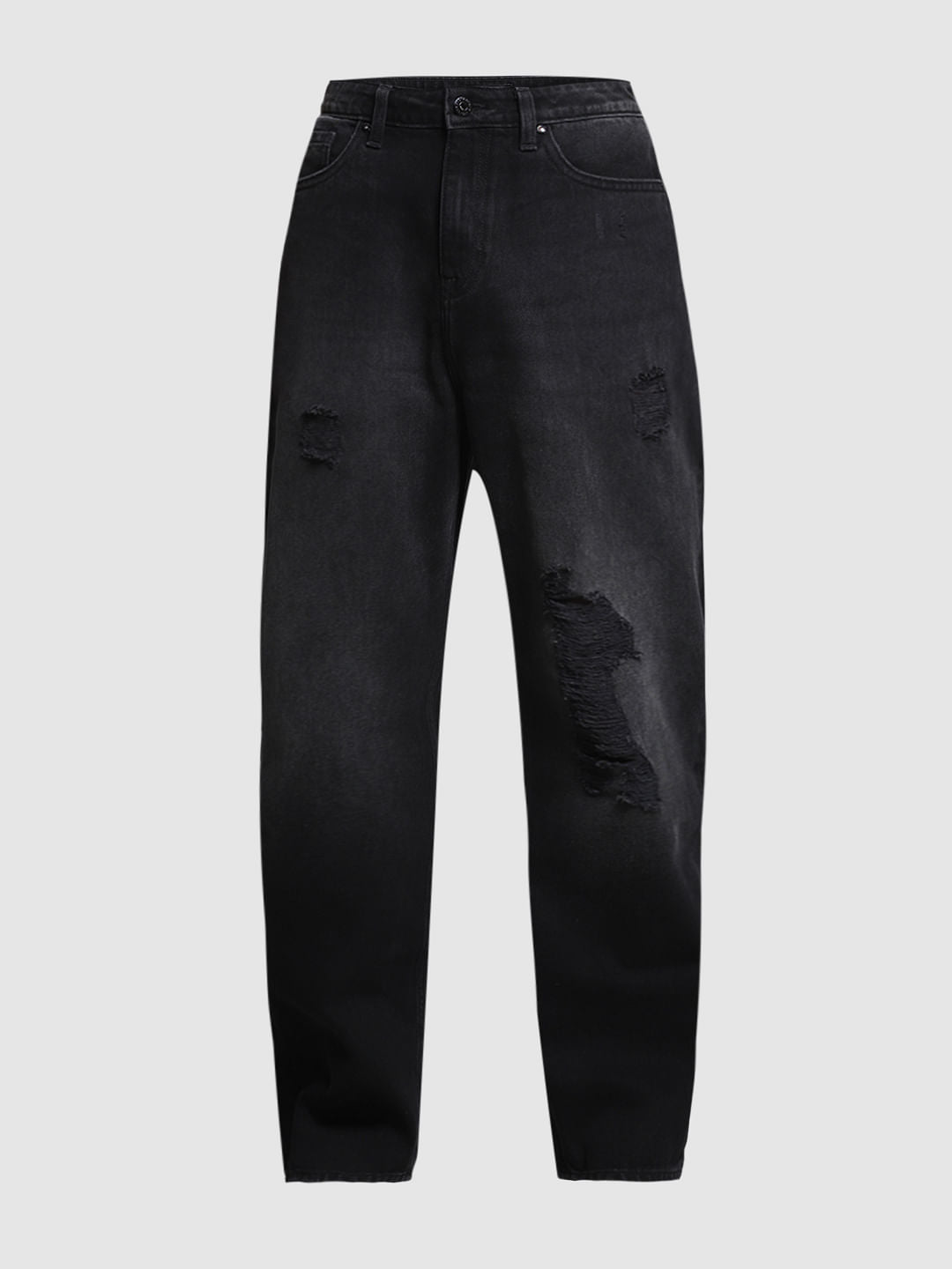 Black Distressed Dario Loose Fit Jeans